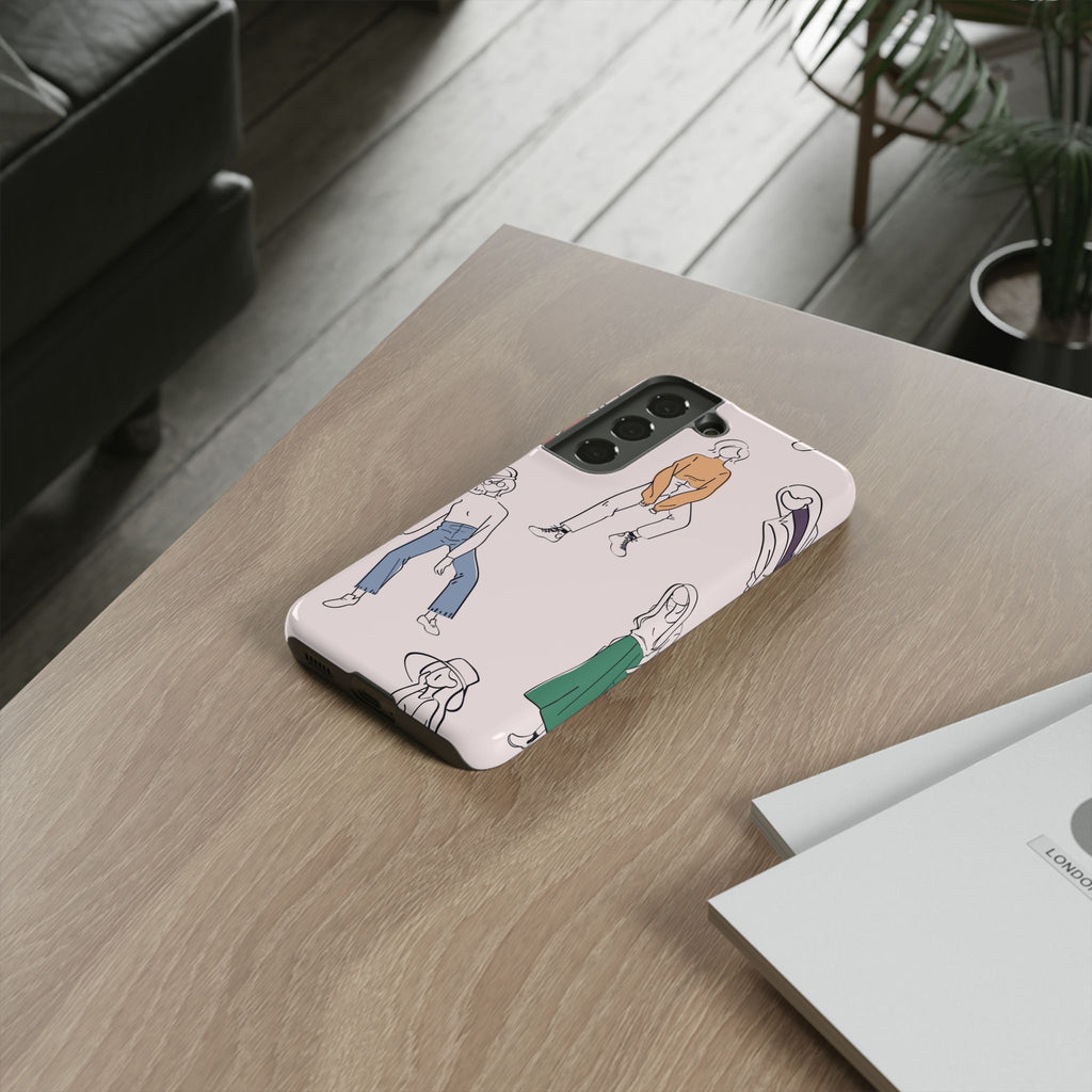 Dancing Women Pattern Phone Case — Chic Pastel Protective Phone Cover