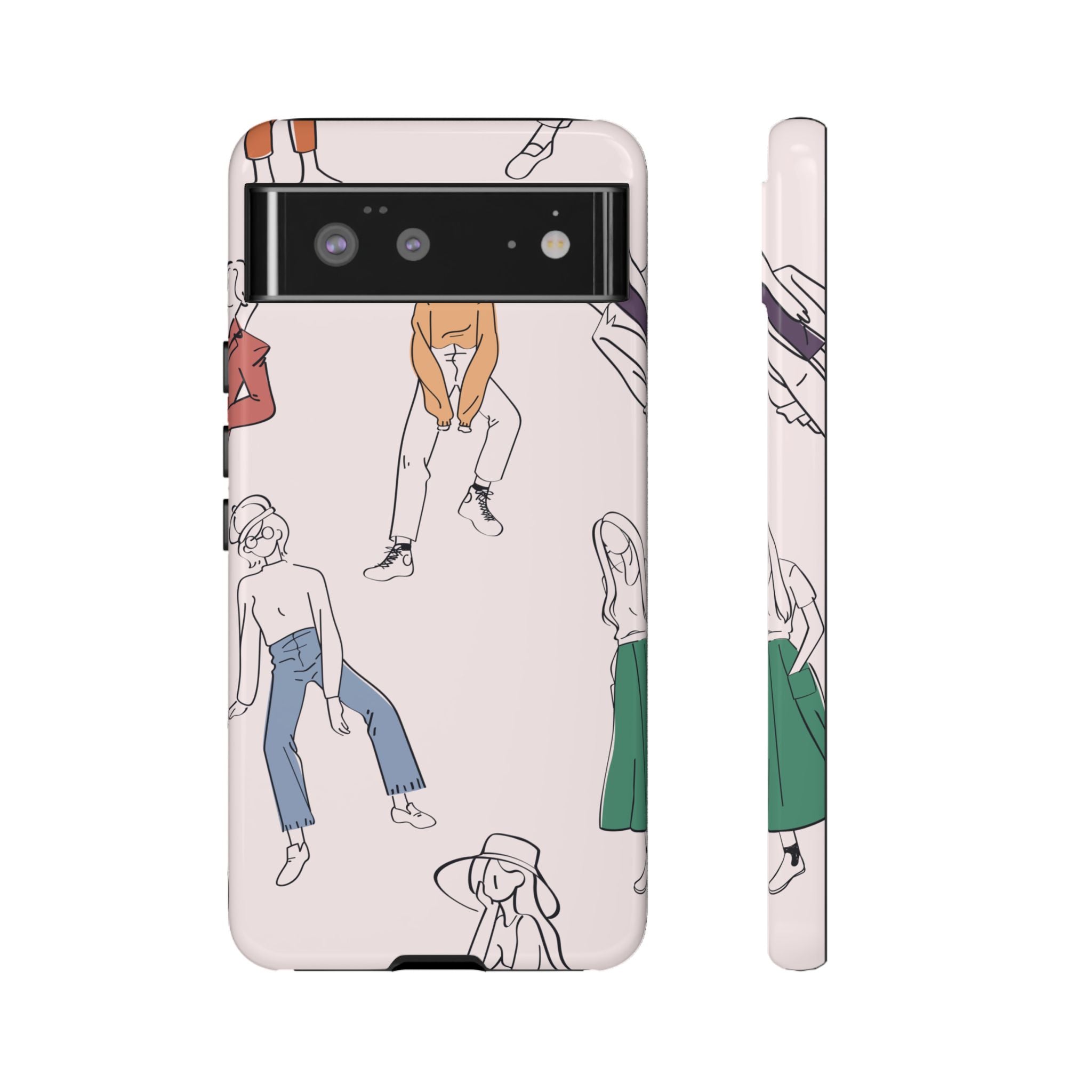 Dancing Women Pattern Phone Case — Chic Pastel Protective Phone Cover