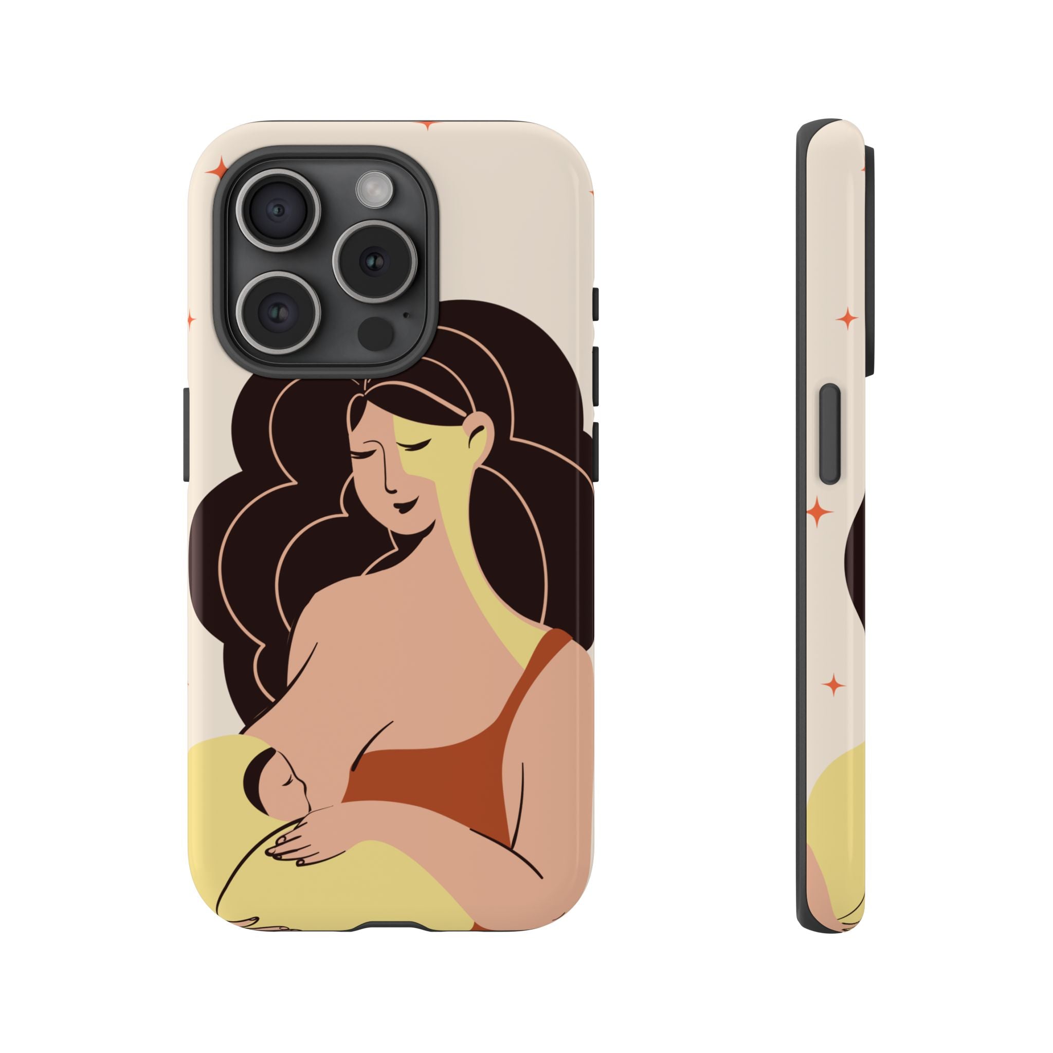 Mother Nursing Baby Illustration, Soft Pastel Mom & Child Protective Cover