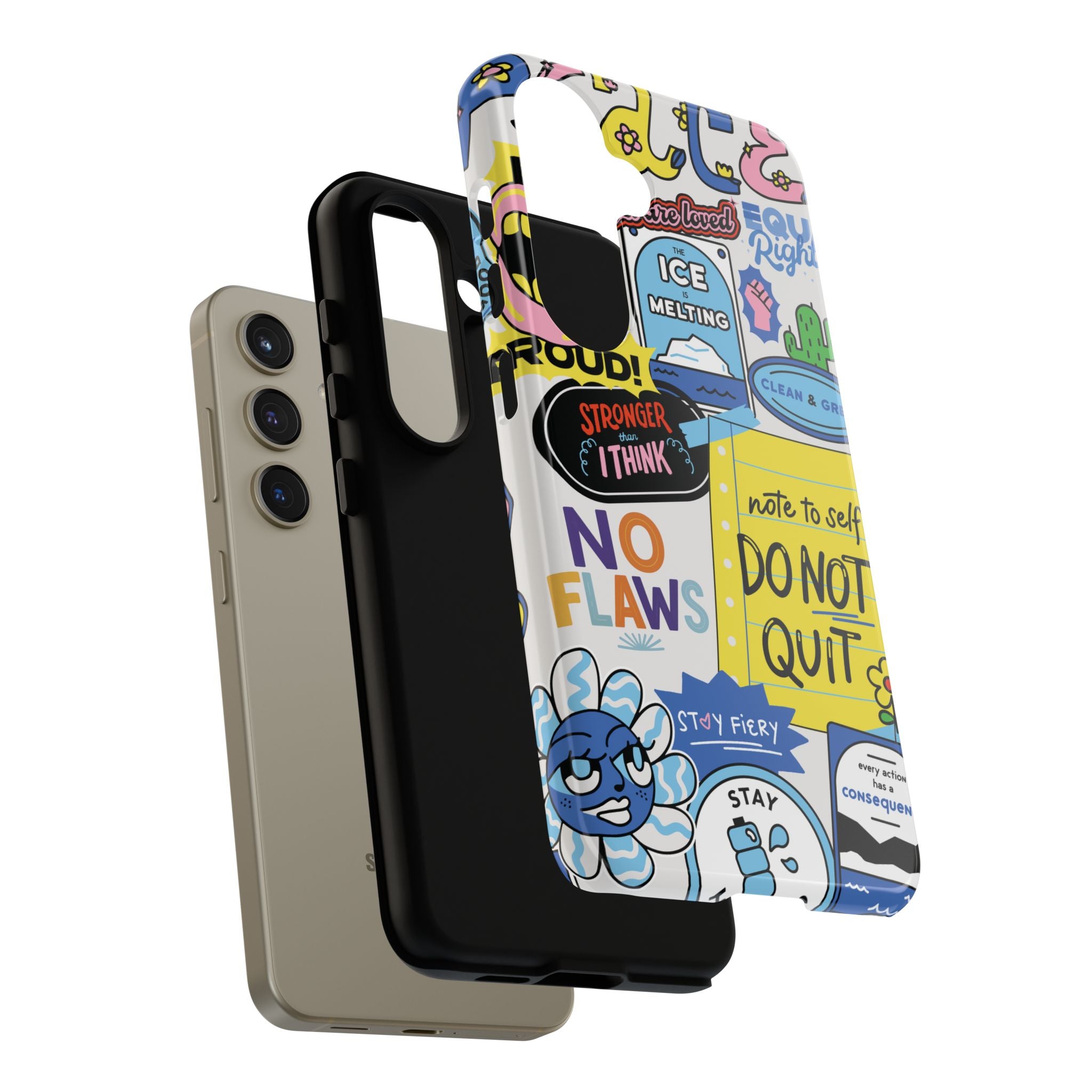 Sticker Collage Phone Case — Motivational "Do Not Quit" Protective Cover