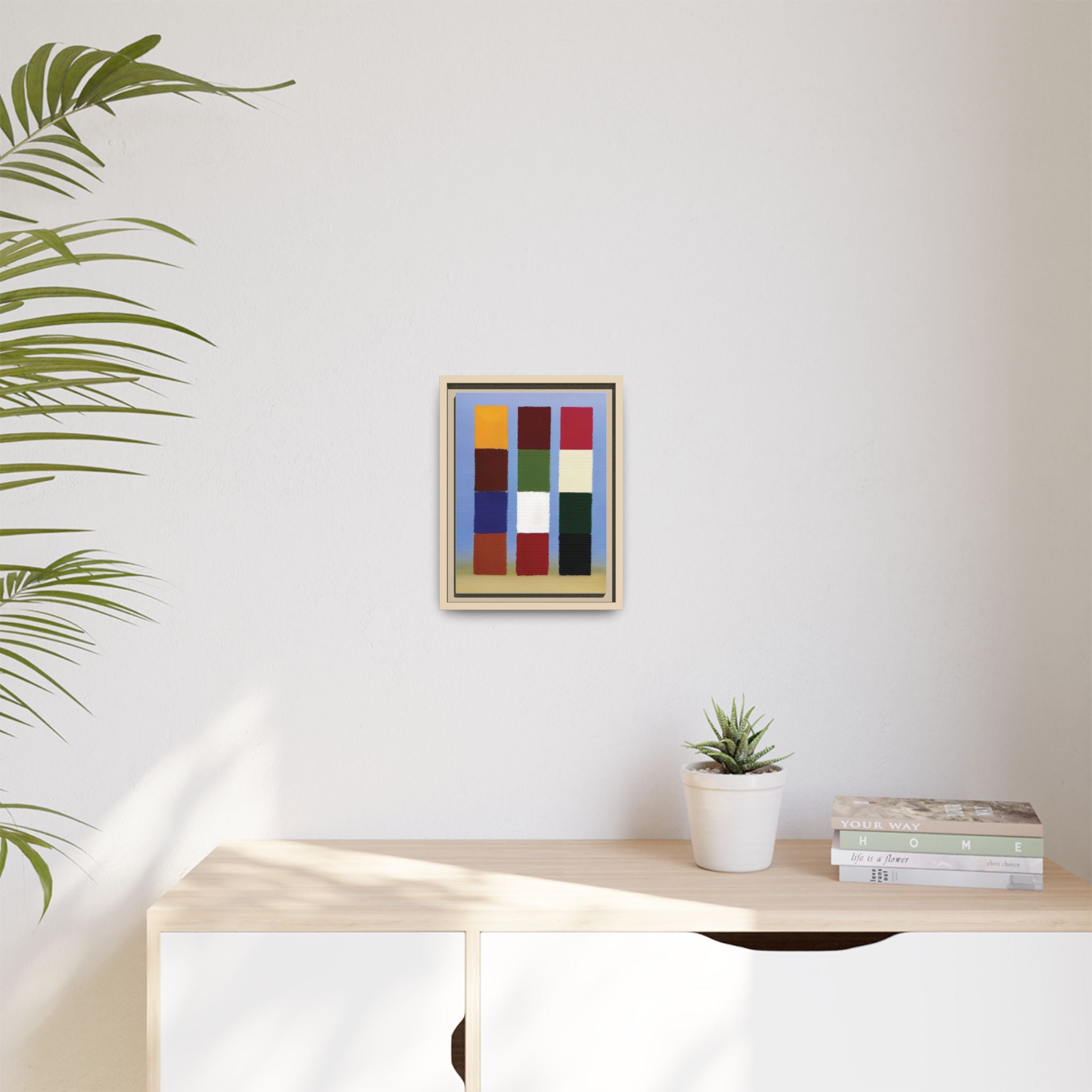 Framed Matte Canvas - Abstract Color Block Wall Art