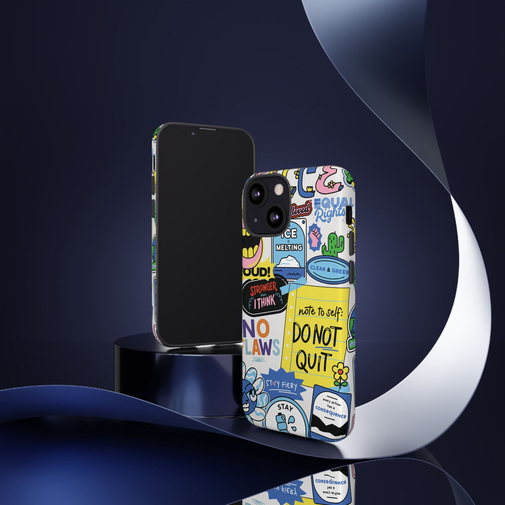 Sticker Collage Phone Case — Motivational "Do Not Quit" Protective Cover