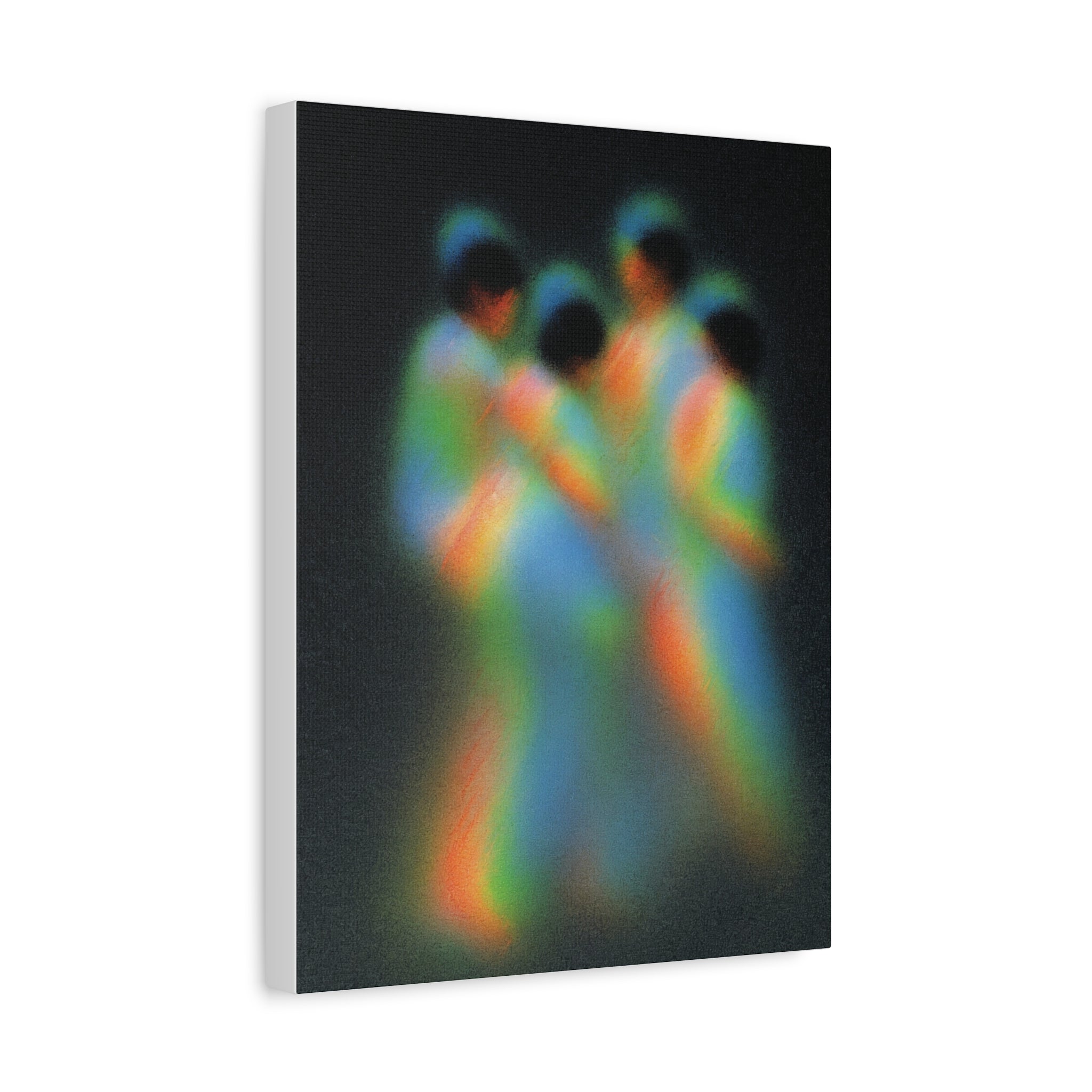 Abstract Rainbow Figures Matte Canvas Art – Colorful Blurred Dance Wall Decor