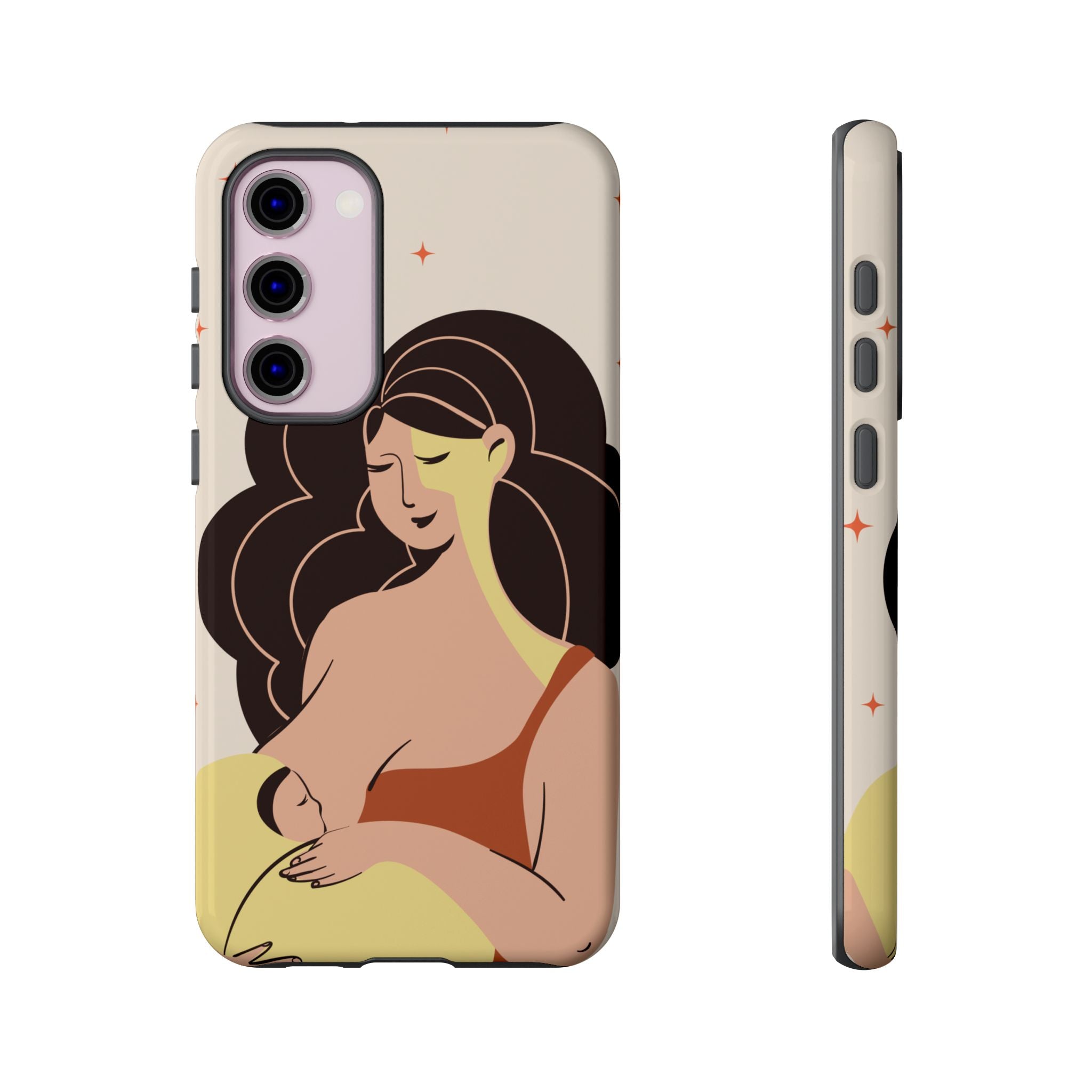 Mother Nursing Baby Illustration, Soft Pastel Mom & Child Protective Cover