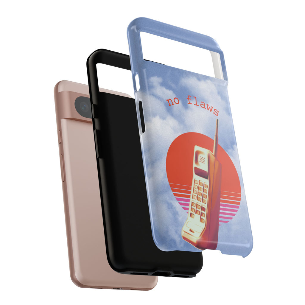 Retro “No Flaws” Phone Tough Case — Vintage 90s Aesthetic Protective Phone Case