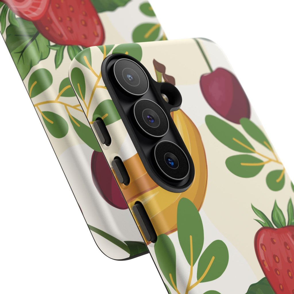 Fruit Pattern Tough Case — Floral Strawberry & Banana Phone Cover