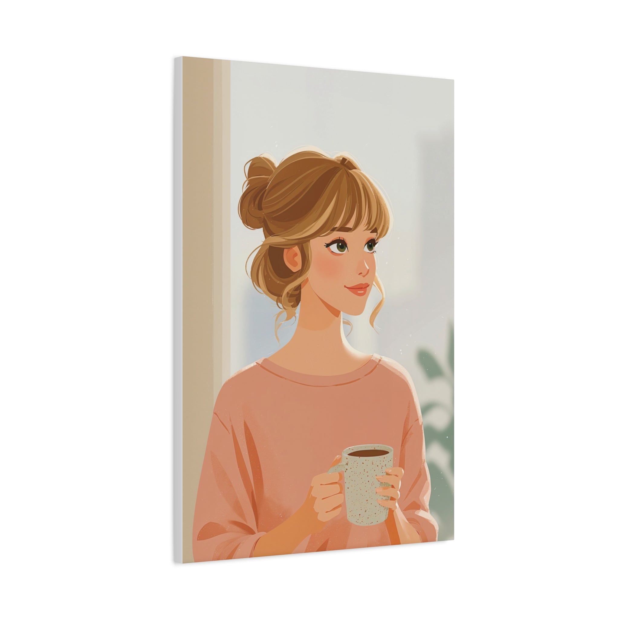 Portrait Canvas Print — Charming Woman Illustration Matte Stretched Wall Art