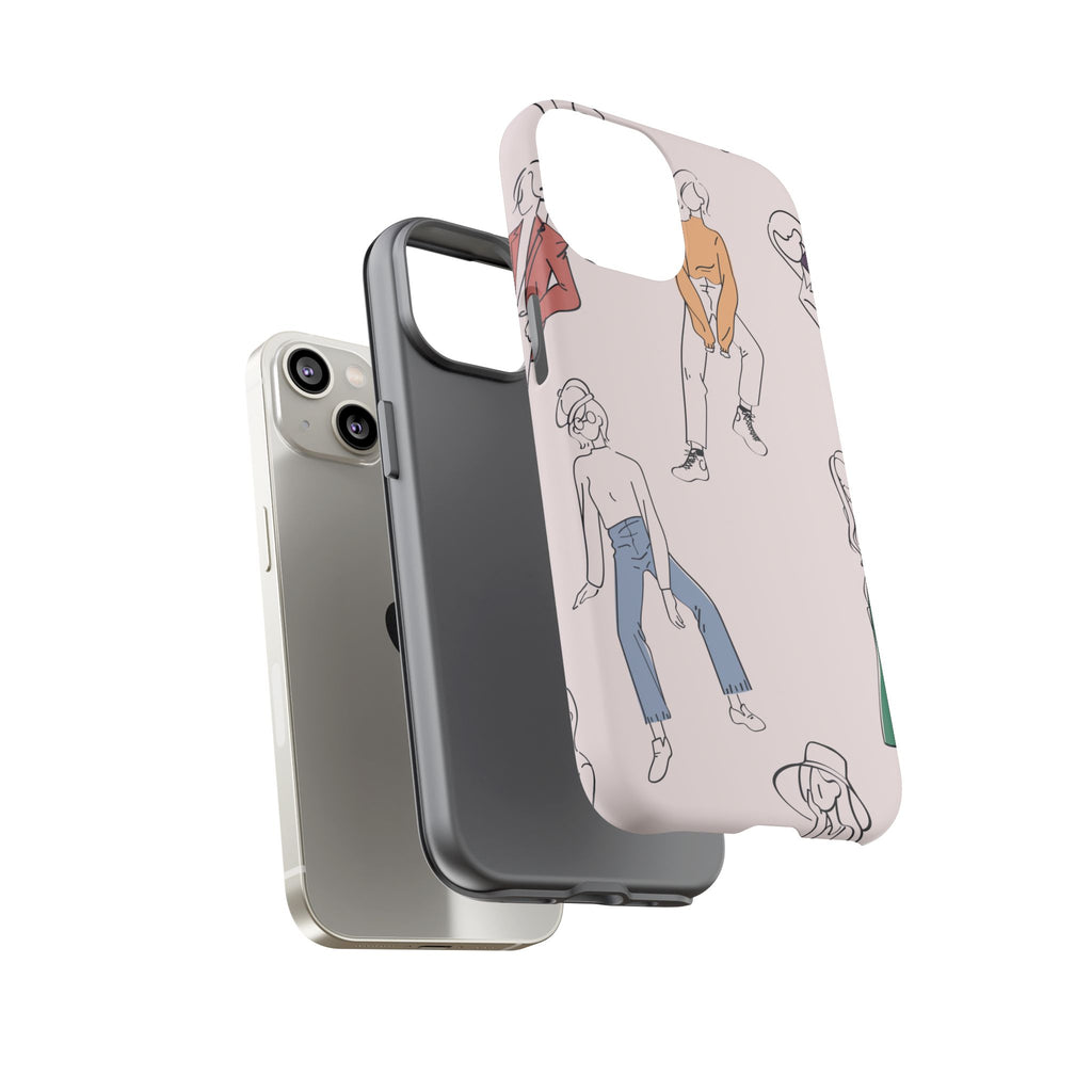 Dancing Women Pattern Phone Case — Chic Pastel Protective Phone Cover