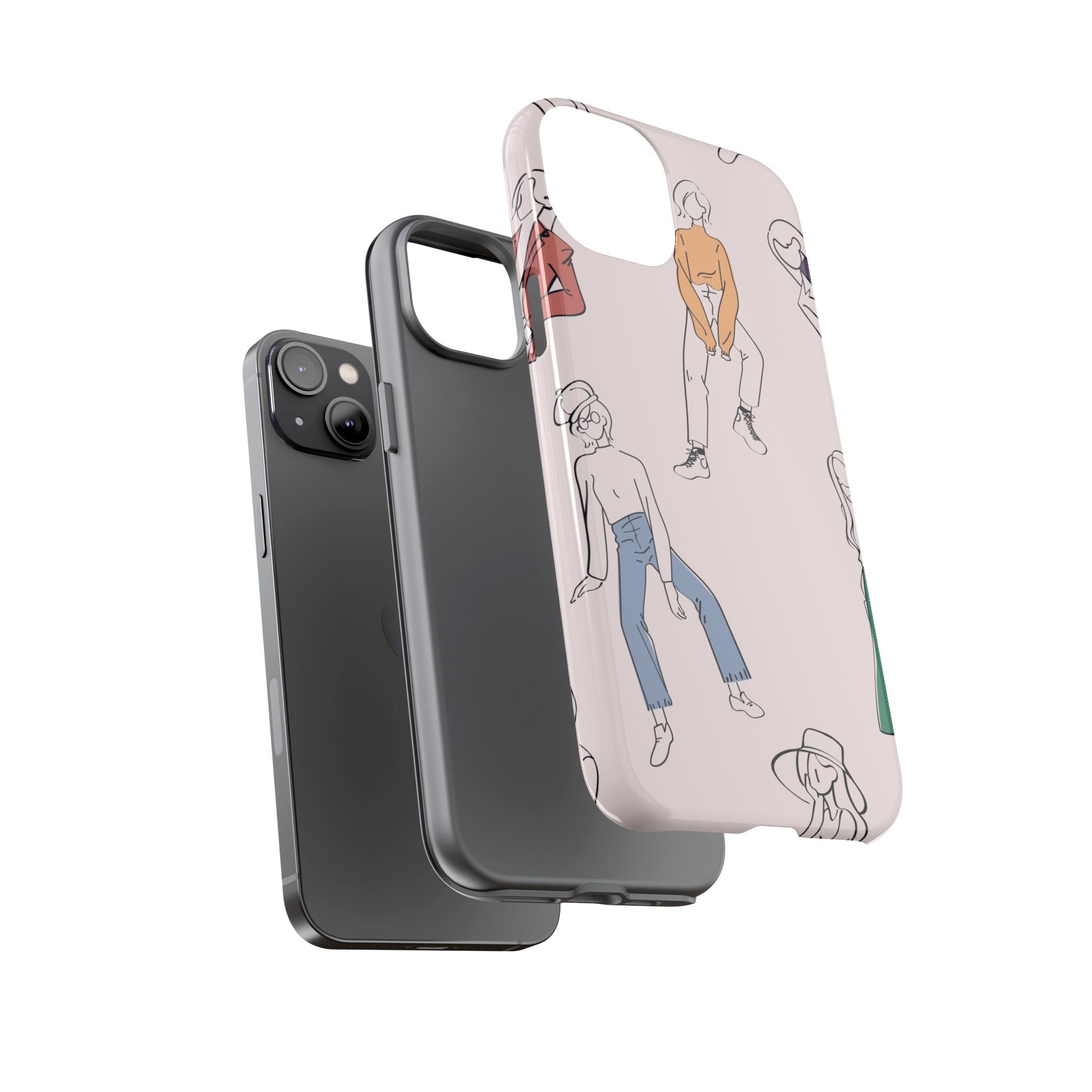 Dancing Women Pattern Phone Case — Chic Pastel Protective Phone Cover