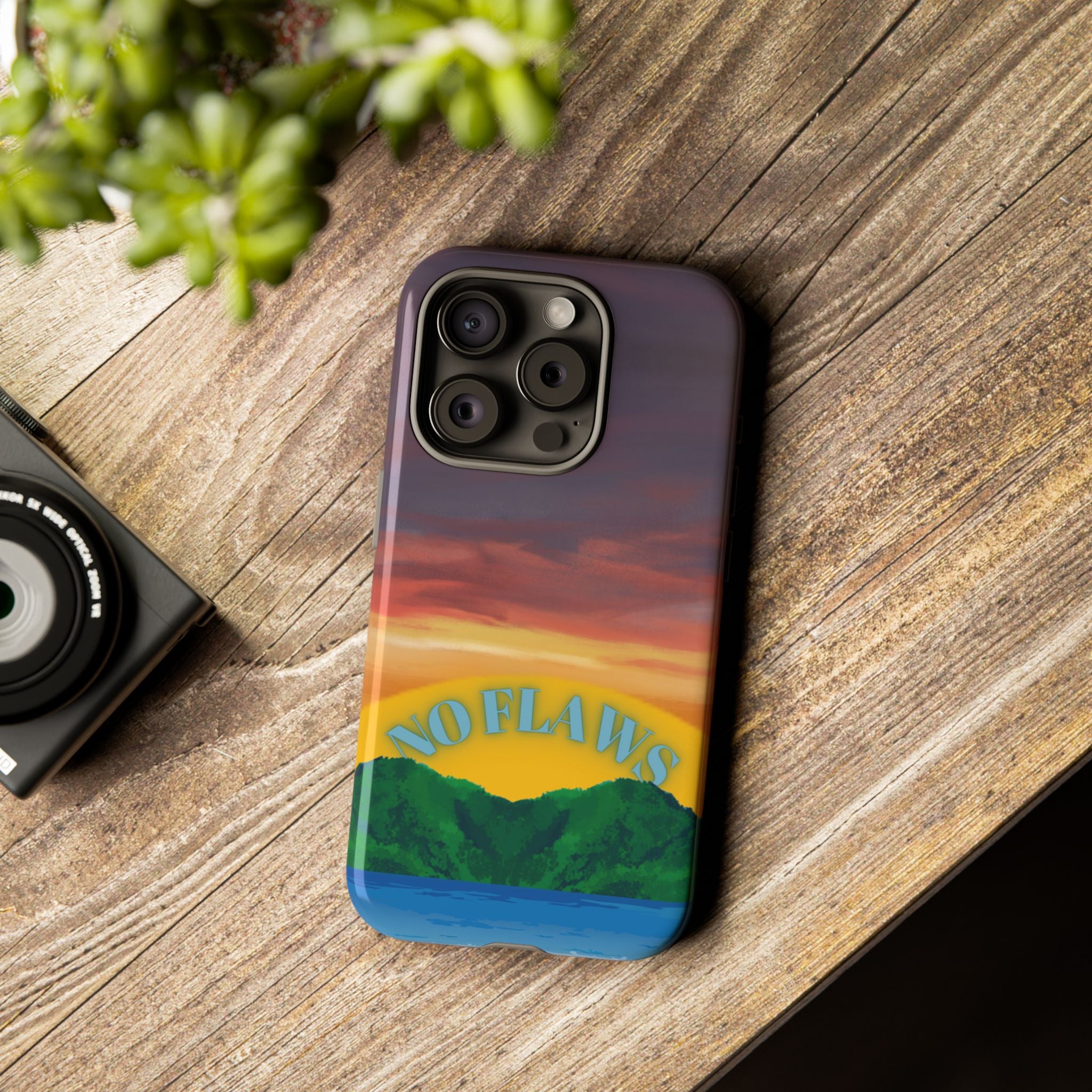 Sunset 'No Flaws' Tough Phone Case — Tropical Beach Protective Cover