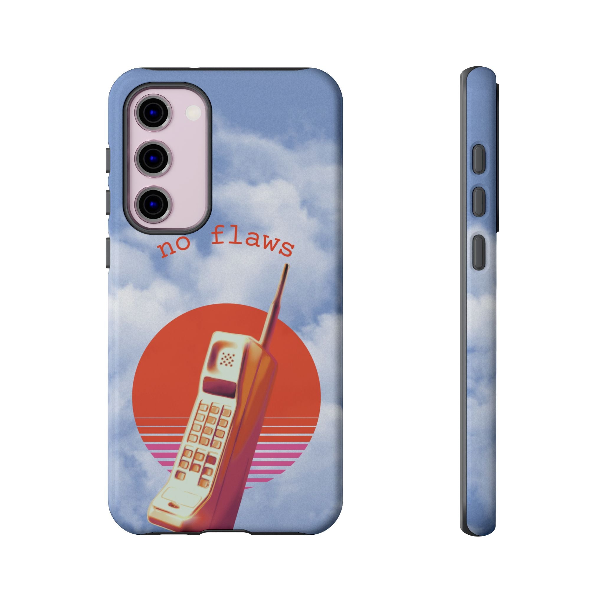 Retro “No Flaws” Phone Tough Case — Vintage 90s Aesthetic Protective Phone Case