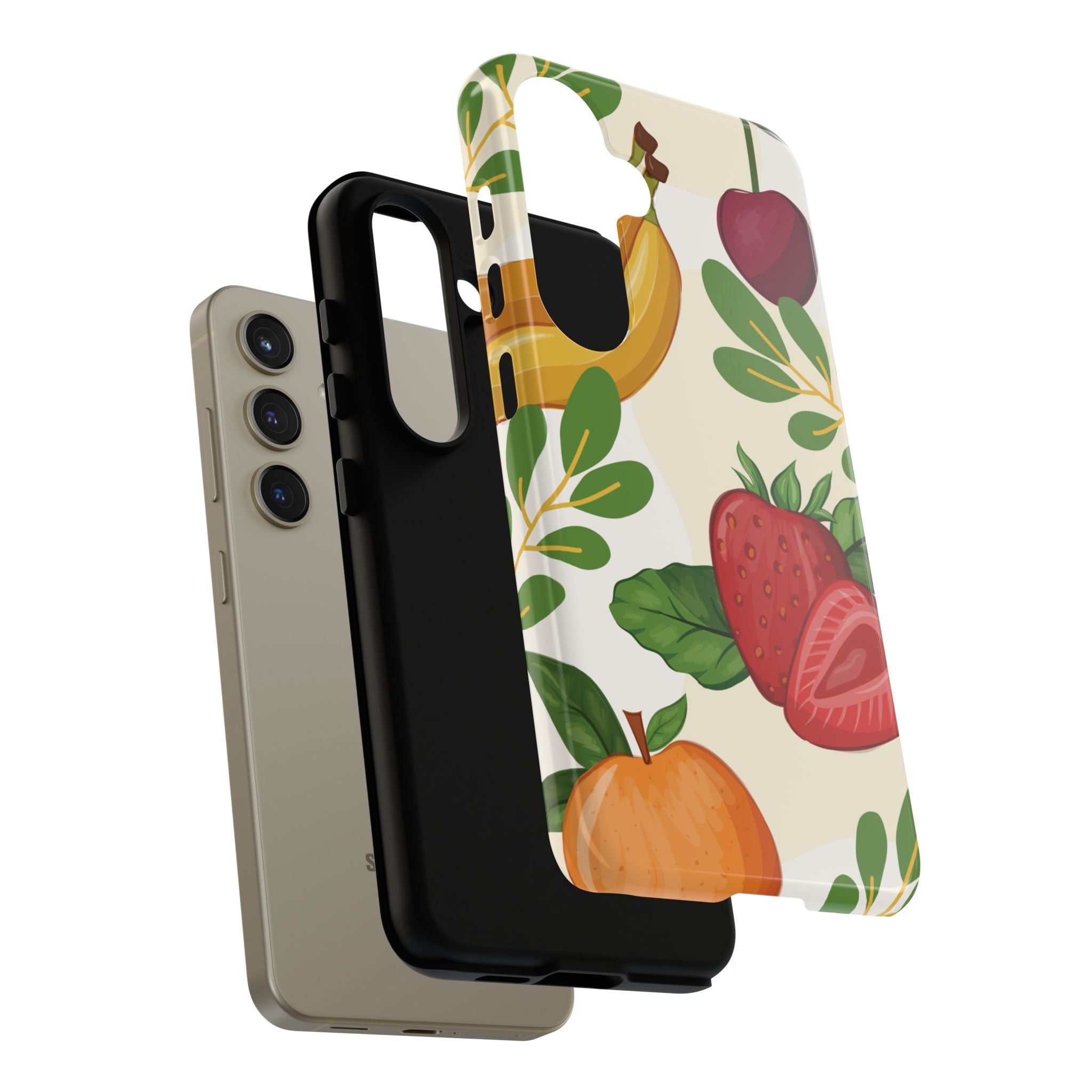 Fruit Pattern Tough Case — Floral Strawberry & Banana Phone Cover