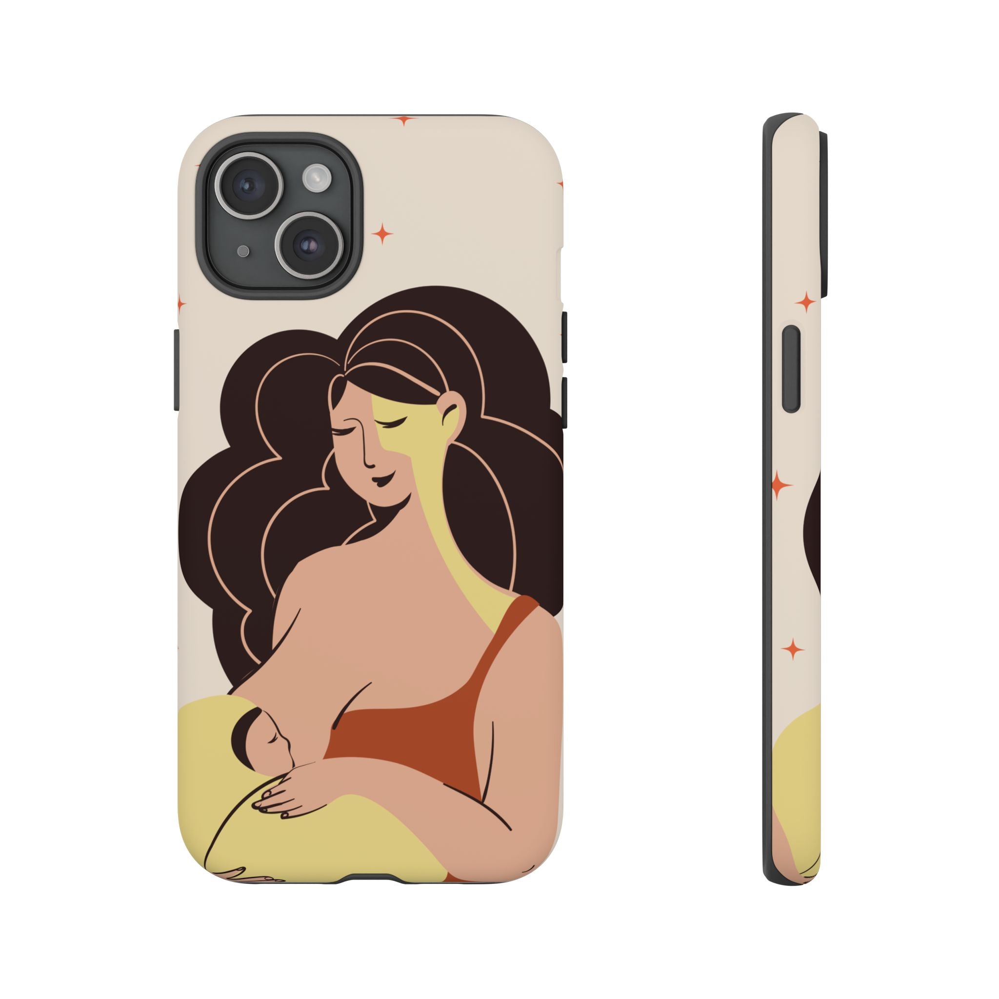 Mother Nursing Baby Illustration, Soft Pastel Mom & Child Protective Cover