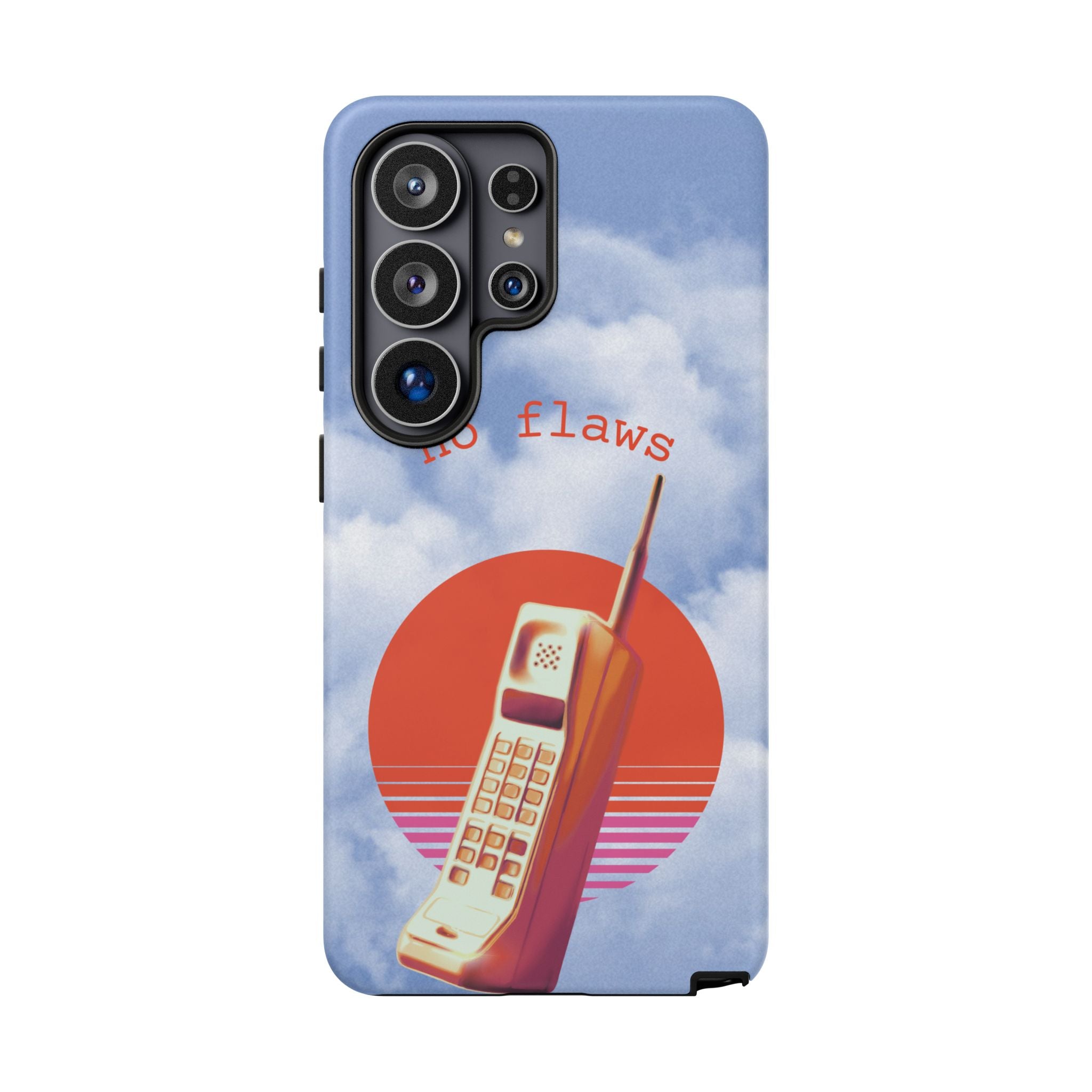 Retro “No Flaws” Phone Tough Case — Vintage 90s Aesthetic Protective Phone Case