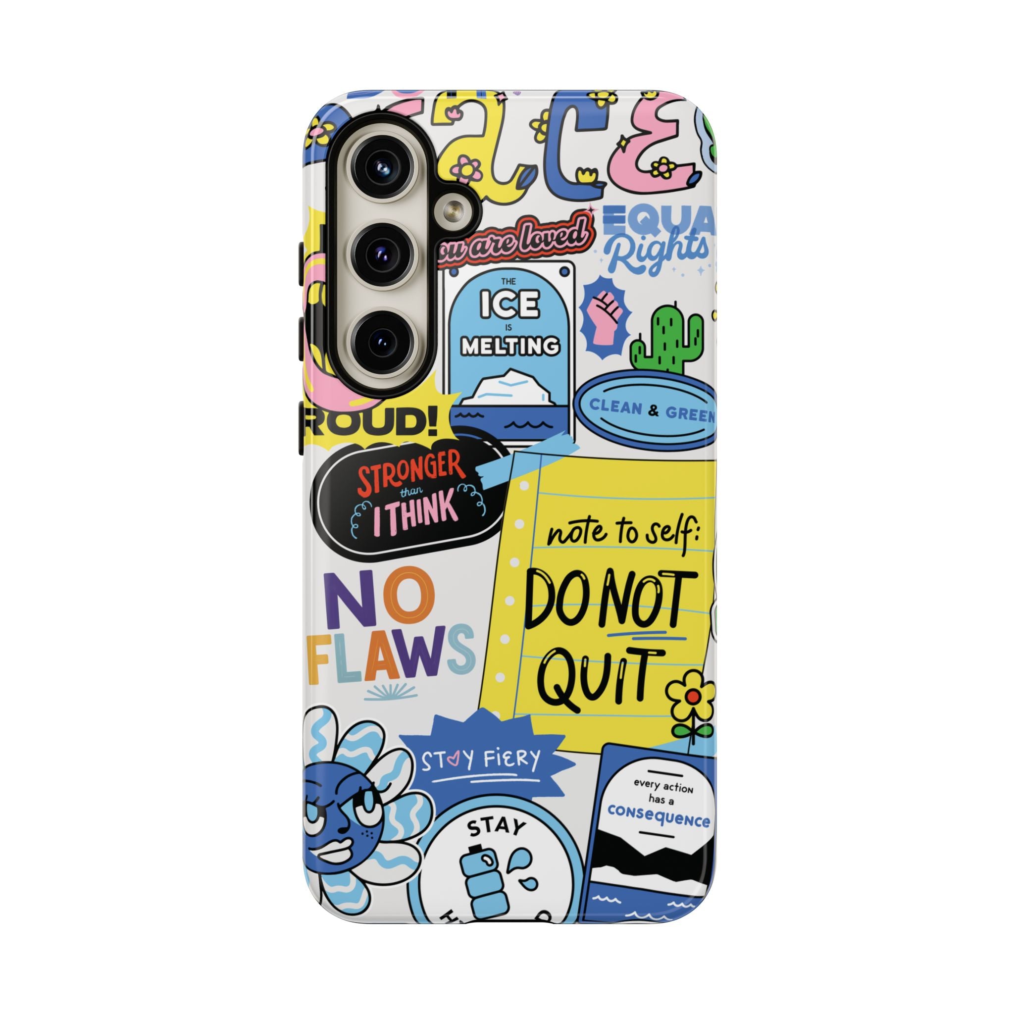Sticker Collage Phone Case — Motivational "Do Not Quit" Protective Cover