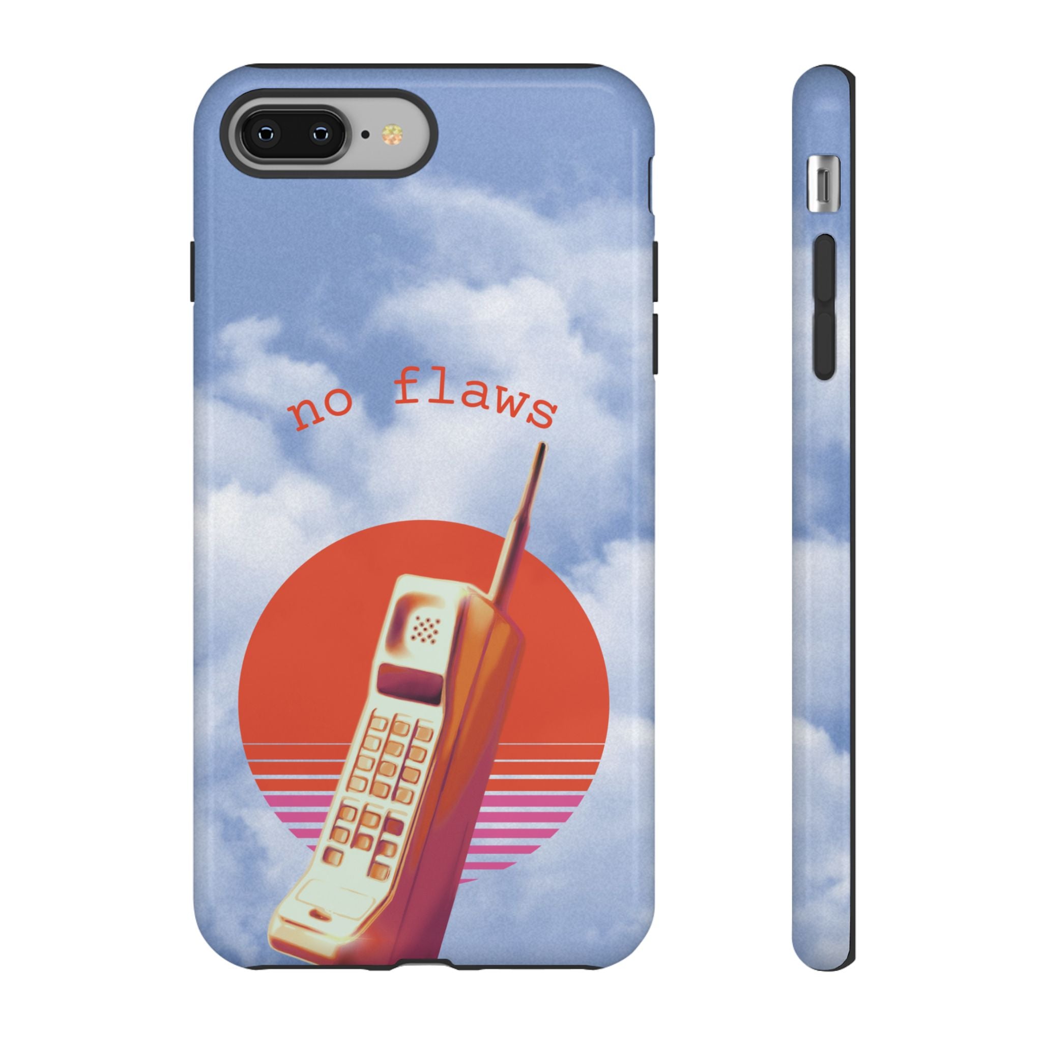 Retro “No Flaws” Phone Tough Case — Vintage 90s Aesthetic Protective Phone Case