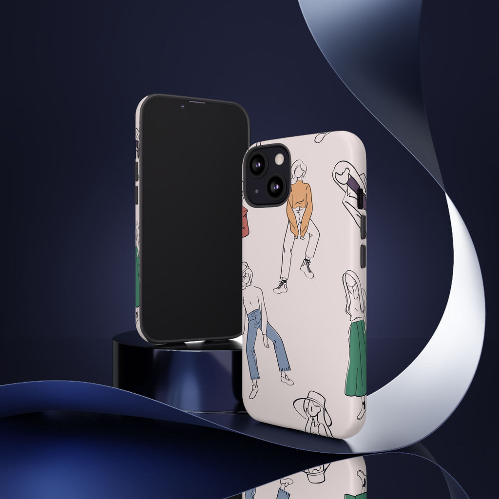 Dancing Women Pattern Phone Case — Chic Pastel Protective Phone Cover