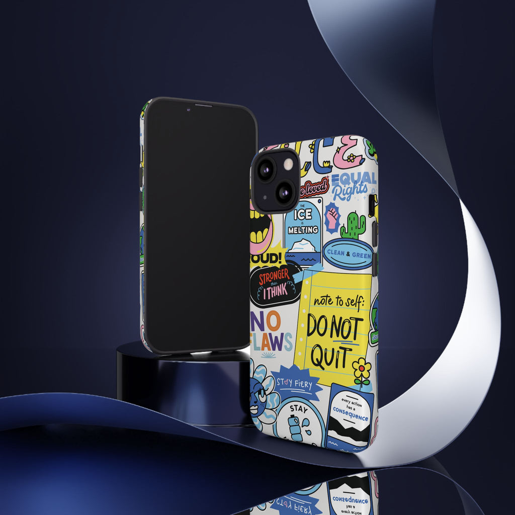 Sticker Collage Phone Case — Motivational "Do Not Quit" Protective Cover