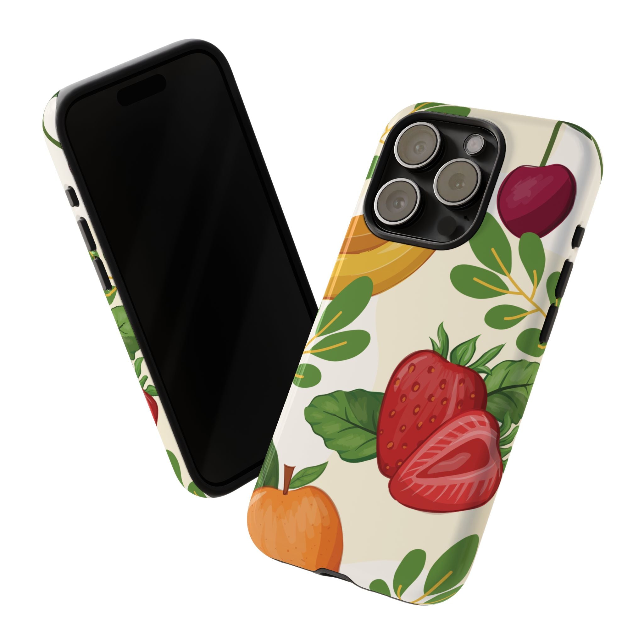 Fruit Pattern Tough Case — Floral Strawberry & Banana Phone Cover