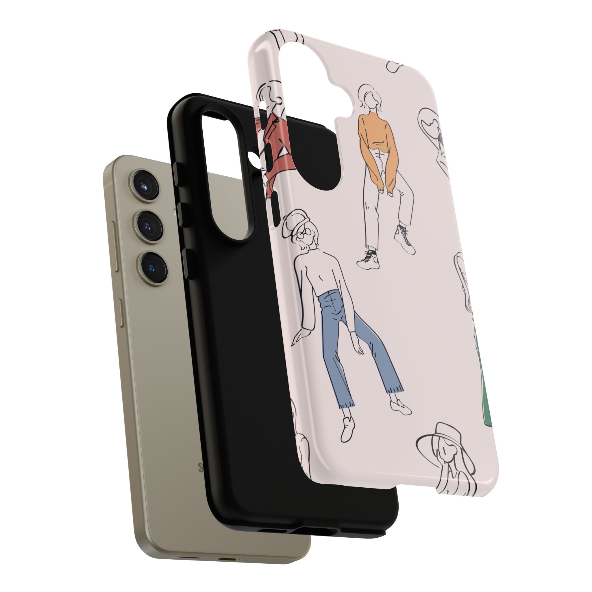 Dancing Women Pattern Phone Case — Chic Pastel Protective Phone Cover