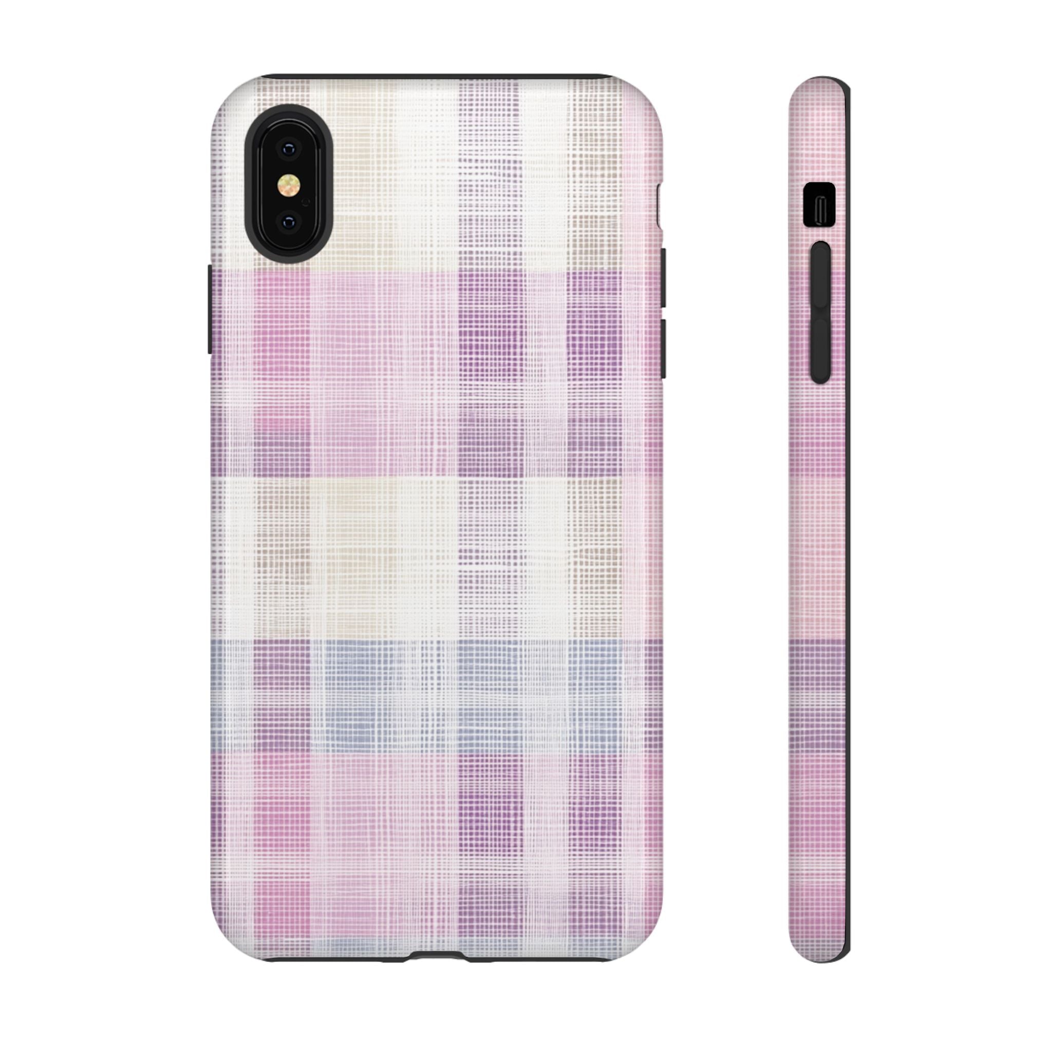 Pink Plaid Phone Case, Trendy Accessories, Birthday, Everyday Use, Tough Cases