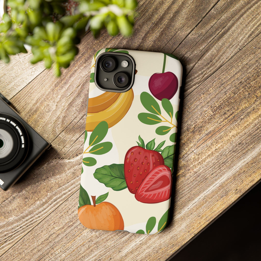 Fruit Pattern Tough Case — Floral Strawberry & Banana Phone Cover