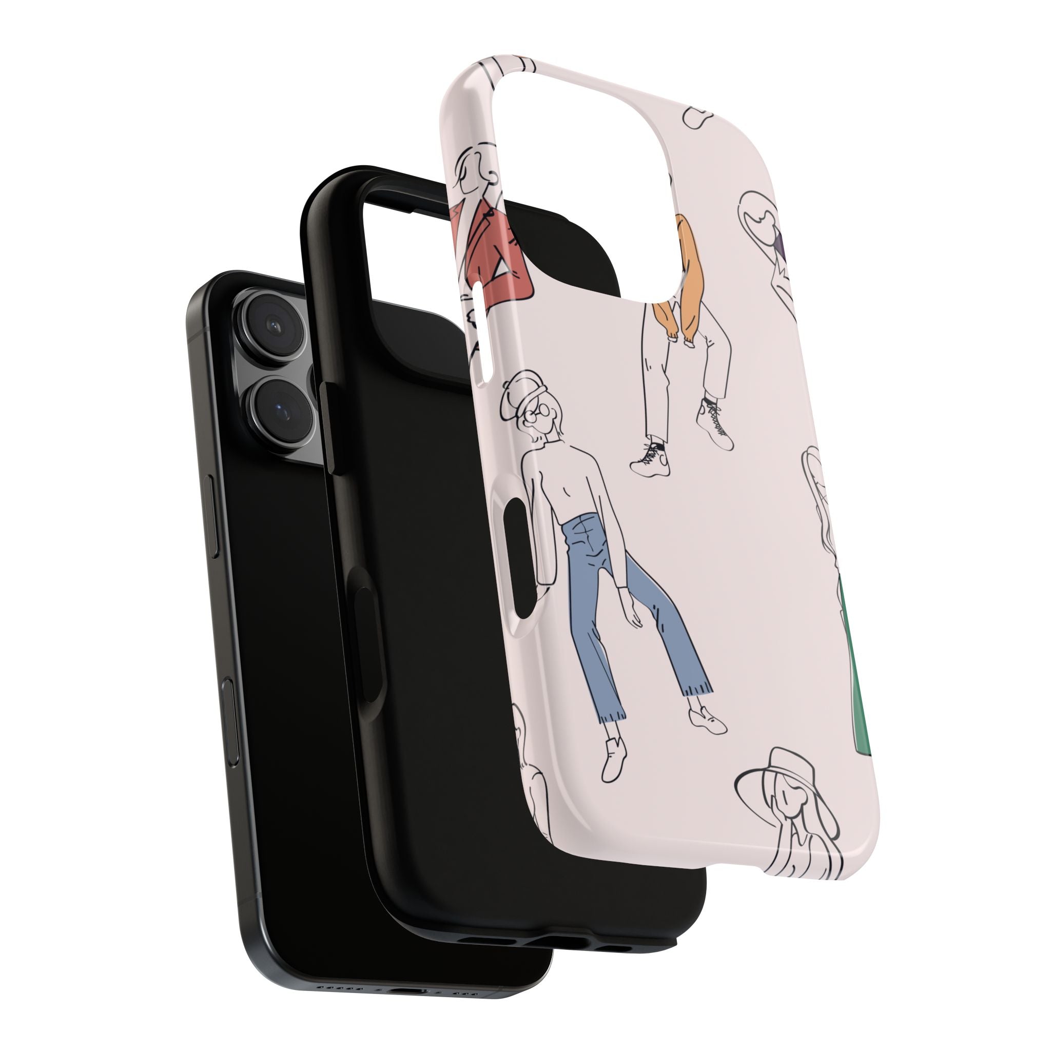 Dancing Women Pattern Phone Case — Chic Pastel Protective Phone Cover