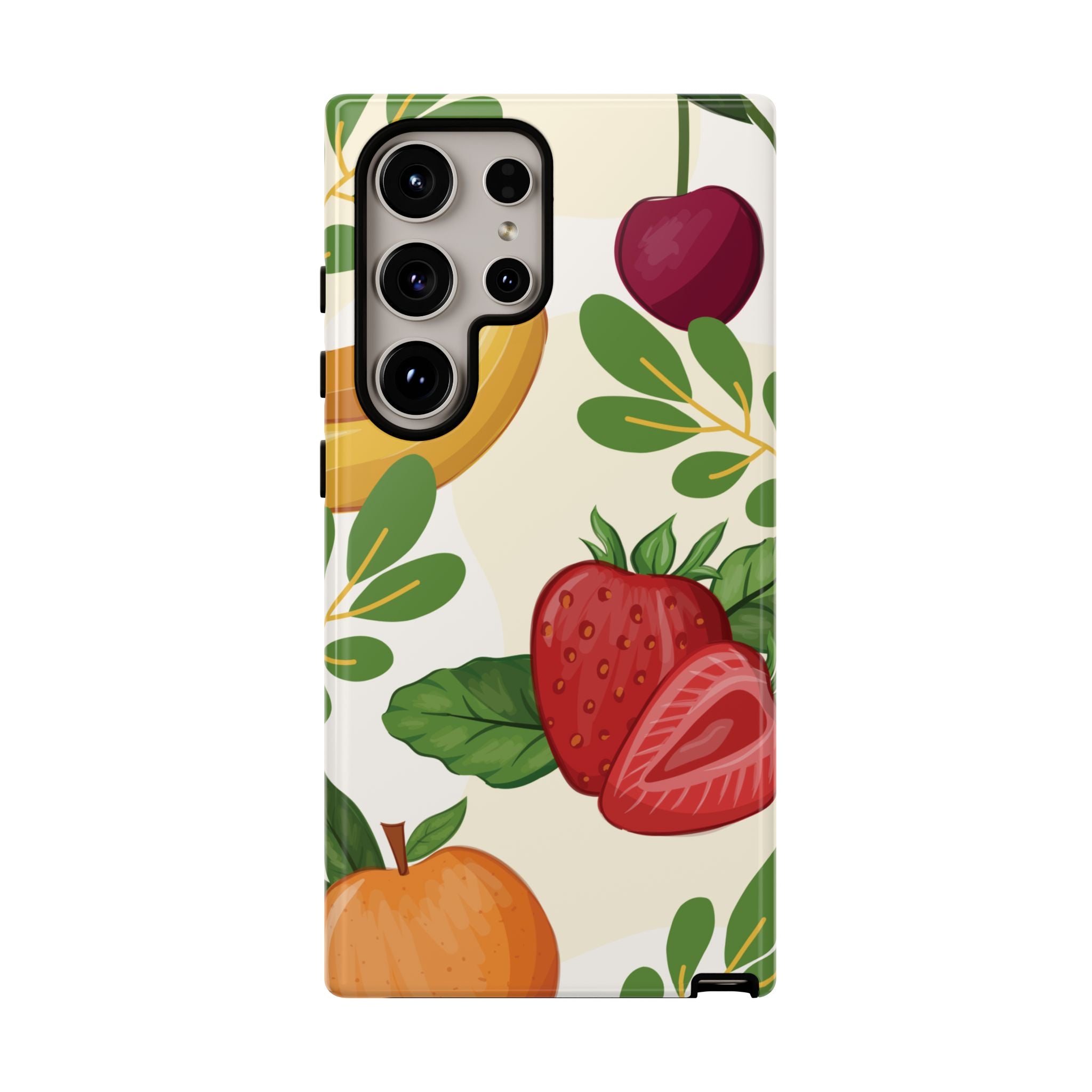Fruit Pattern Tough Case — Floral Strawberry & Banana Phone Cover