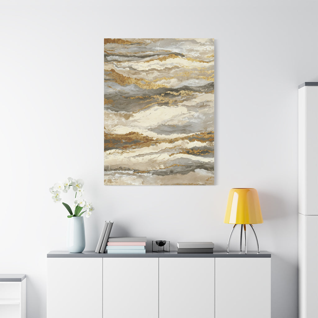Abstract Gold Marble Canvas Print — Neutral Earth-Tone Wall Art