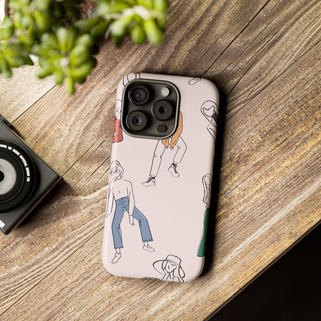 Dancing Women Pattern Phone Case — Chic Pastel Protective Phone Cover