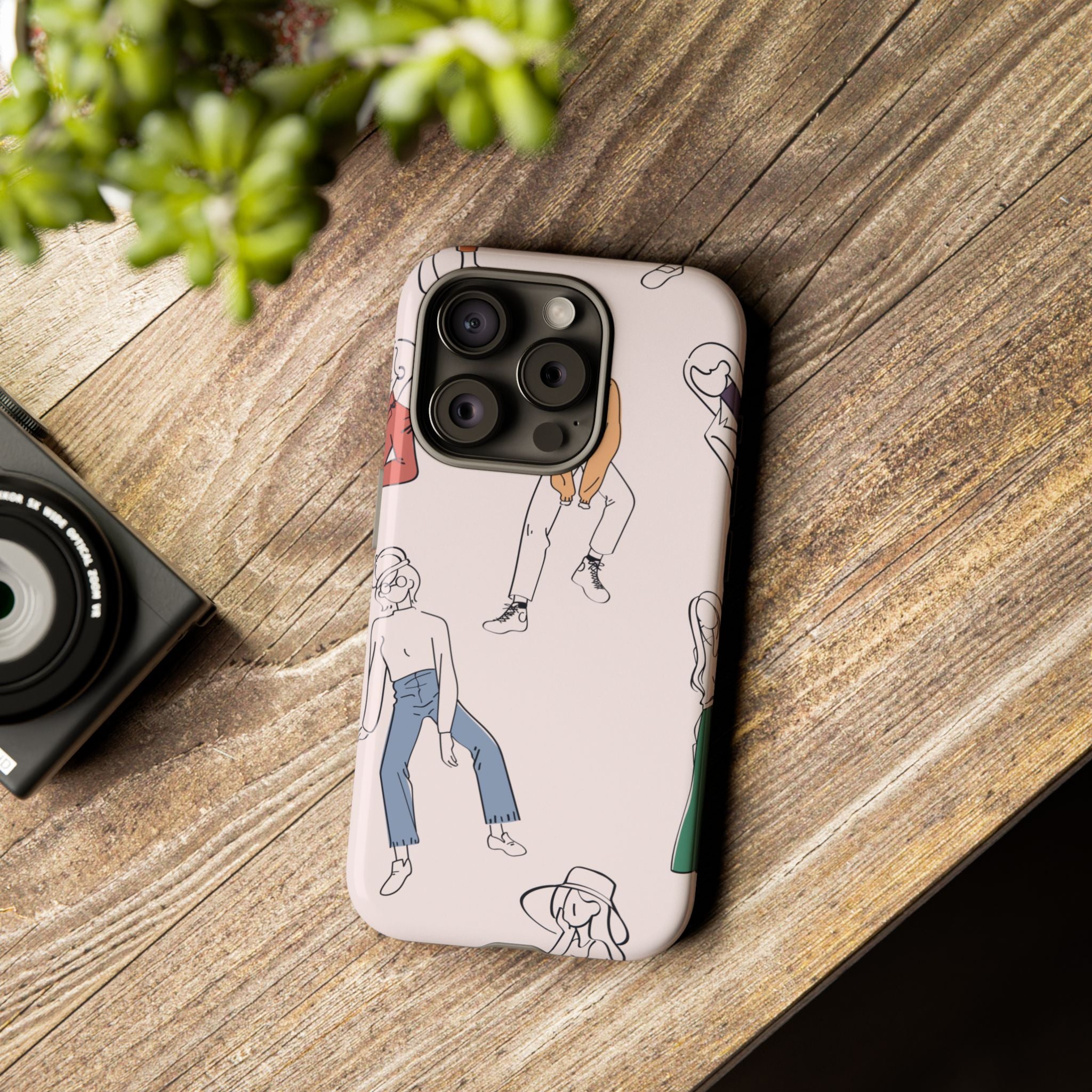 Dancing Women Pattern Phone Case — Chic Pastel Protective Phone Cover
