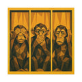 Three Wise Monkeys Matte Canvas Wall Art – Geometric Trio Stretched Print