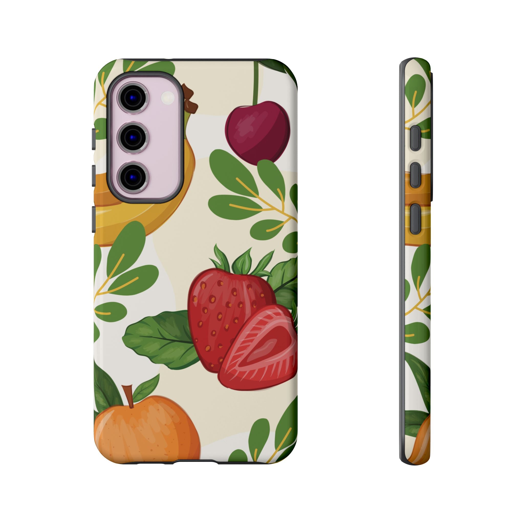 Fruit Pattern Tough Case — Floral Strawberry & Banana Phone Cover