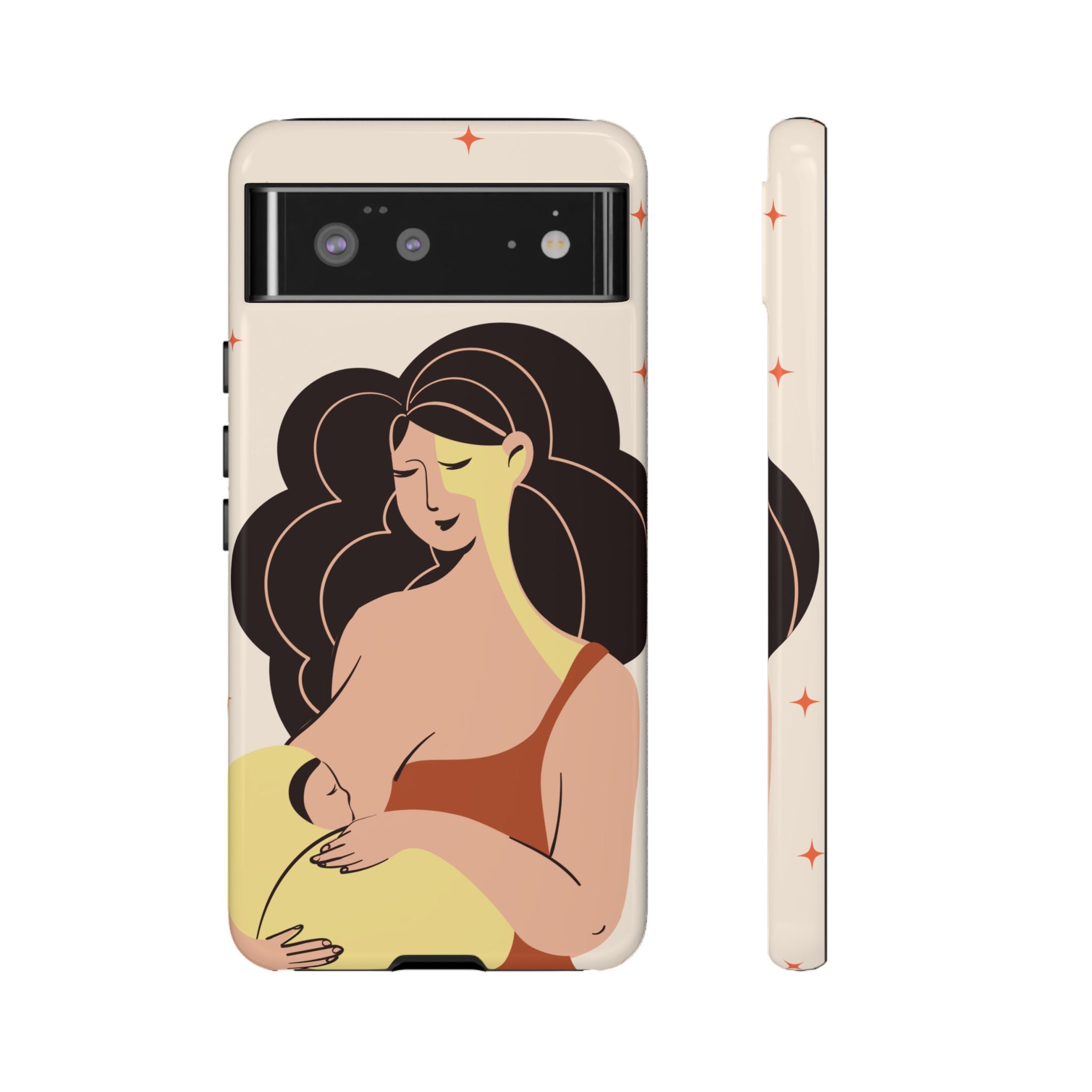 Mother Nursing Baby Illustration, Soft Pastel Mom & Child Protective Cover