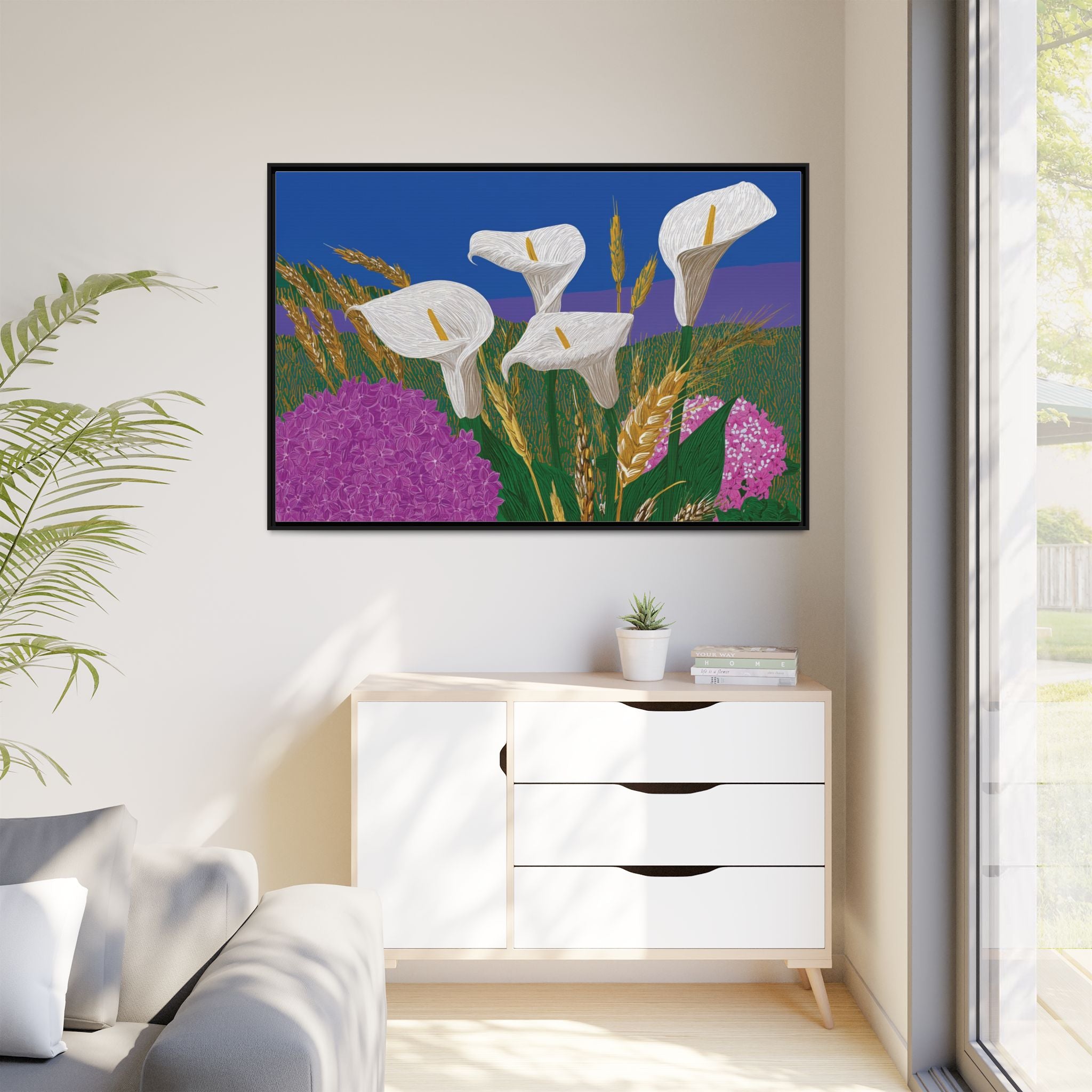 Framed Calla Lily Canvas Print — Matte Floral Wall Art