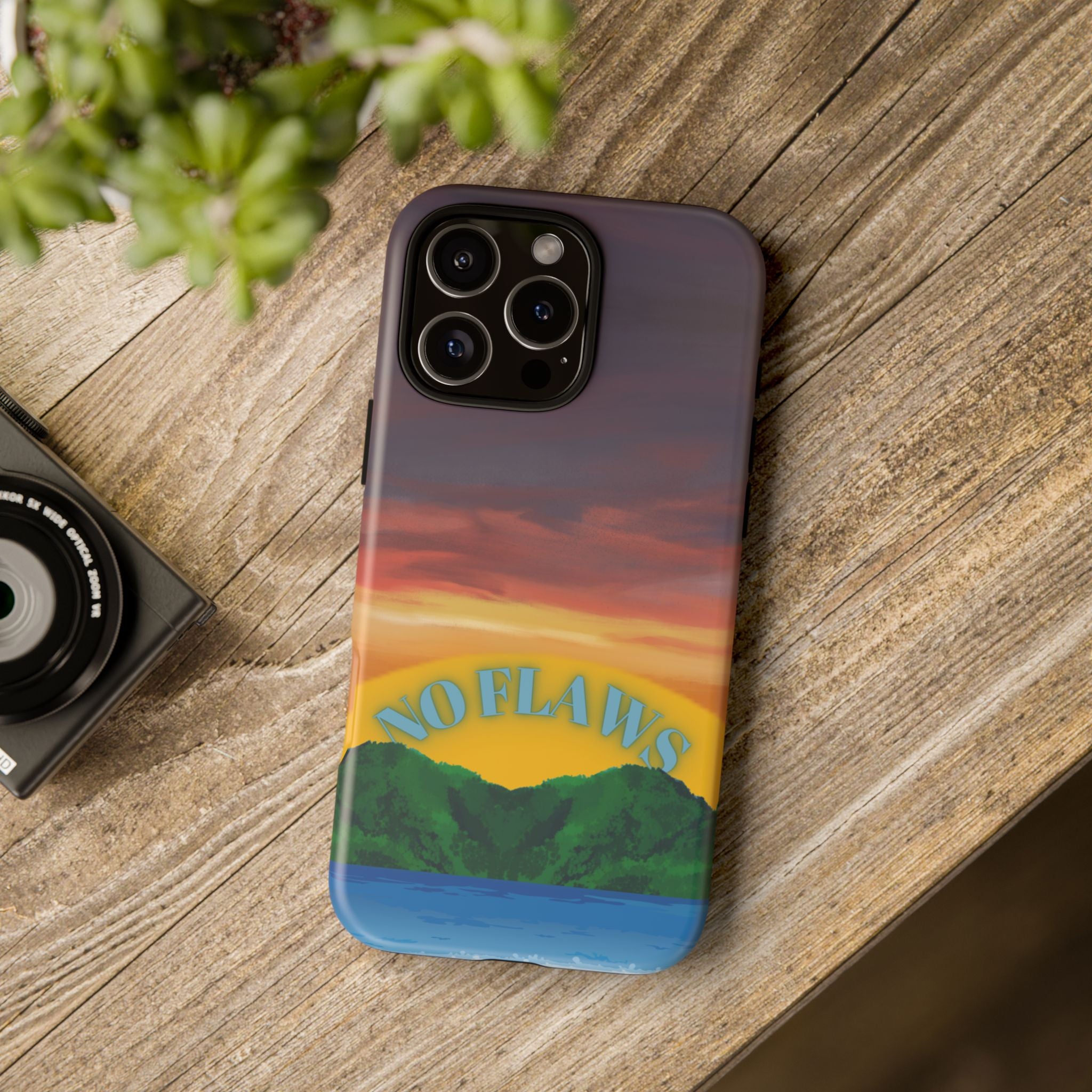 Sunset 'No Flaws' Tough Phone Case — Tropical Beach Protective Cover