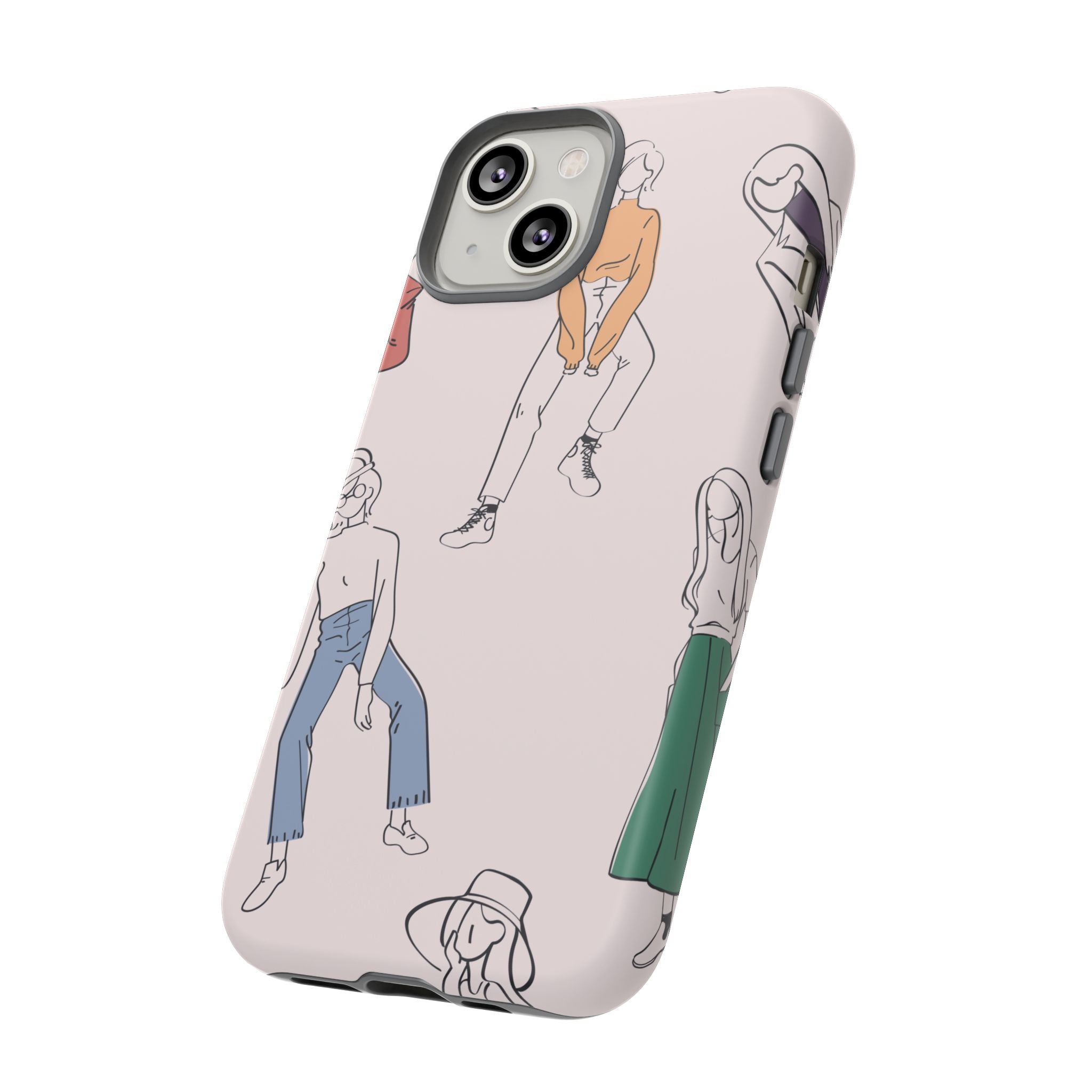Dancing Women Pattern Phone Case — Chic Pastel Protective Phone Cover