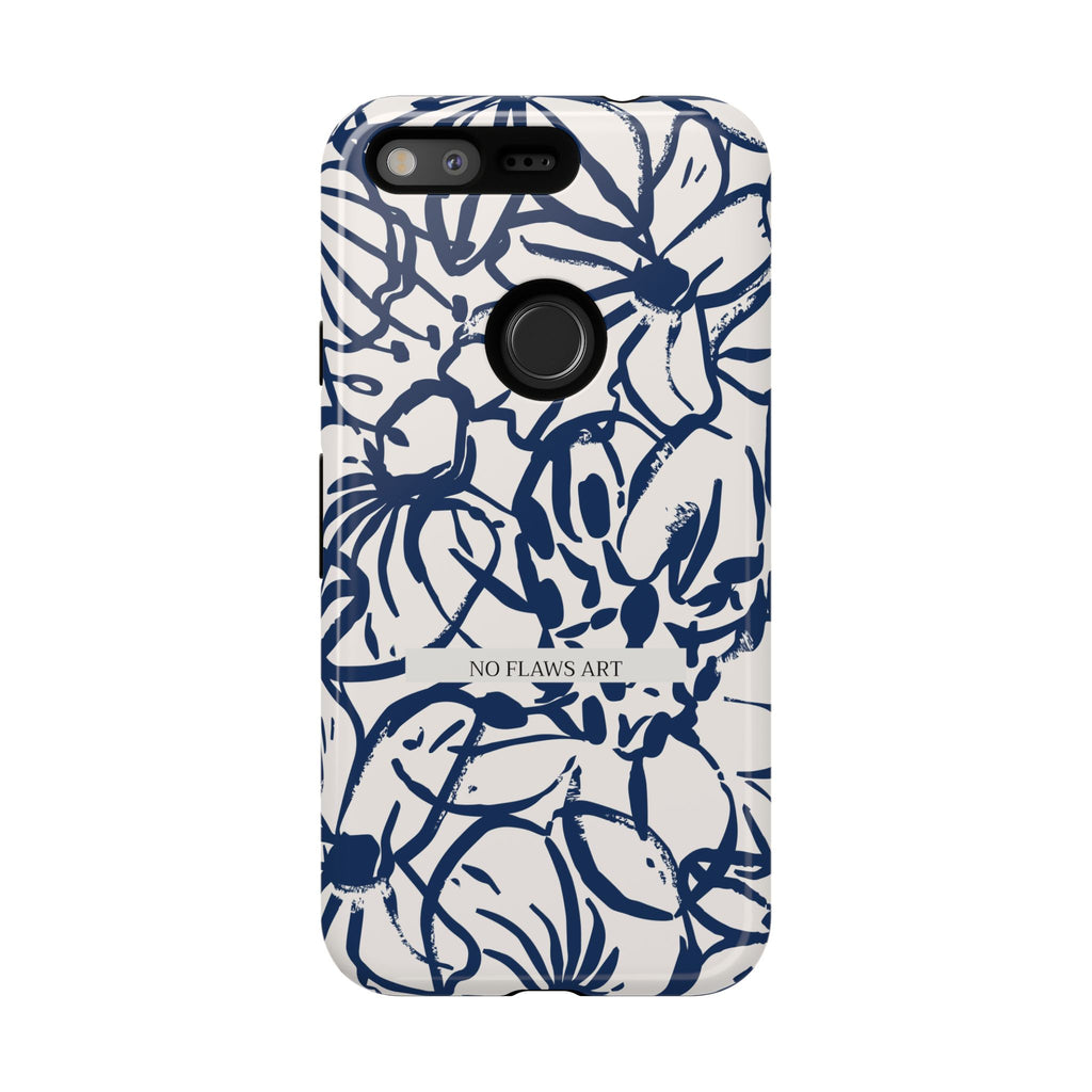 Navy Floral Tough Phone Case — "No Flaws Art" Protective Phone Cover
