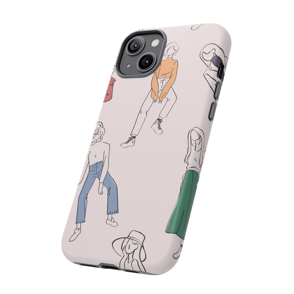 Dancing Women Pattern Phone Case — Chic Pastel Protective Phone Cover