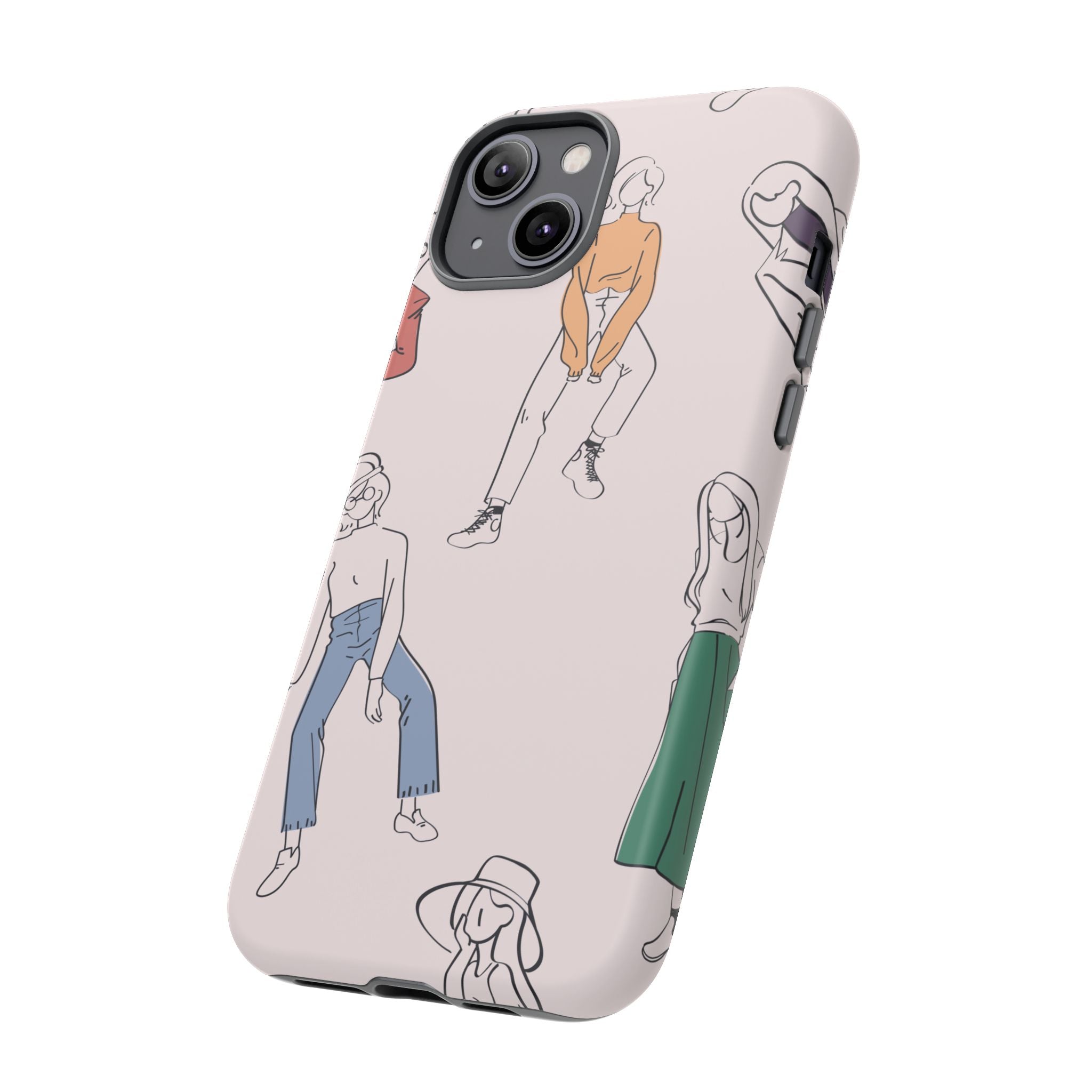 Dancing Women Pattern Phone Case — Chic Pastel Protective Phone Cover