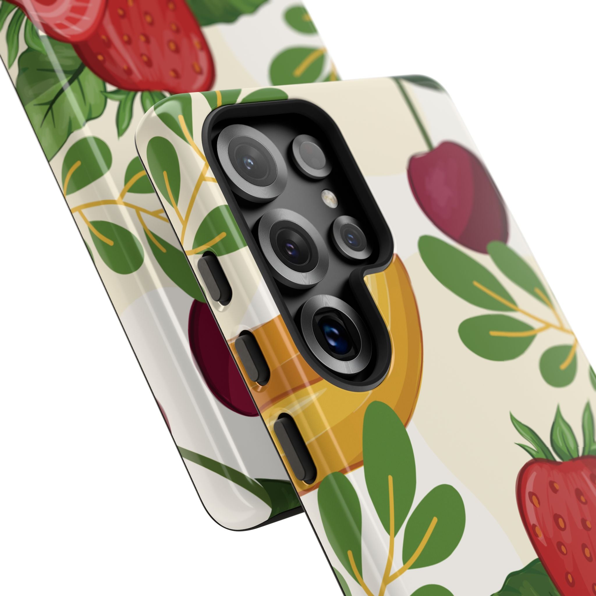 Fruit Pattern Tough Case — Floral Strawberry & Banana Phone Cover
