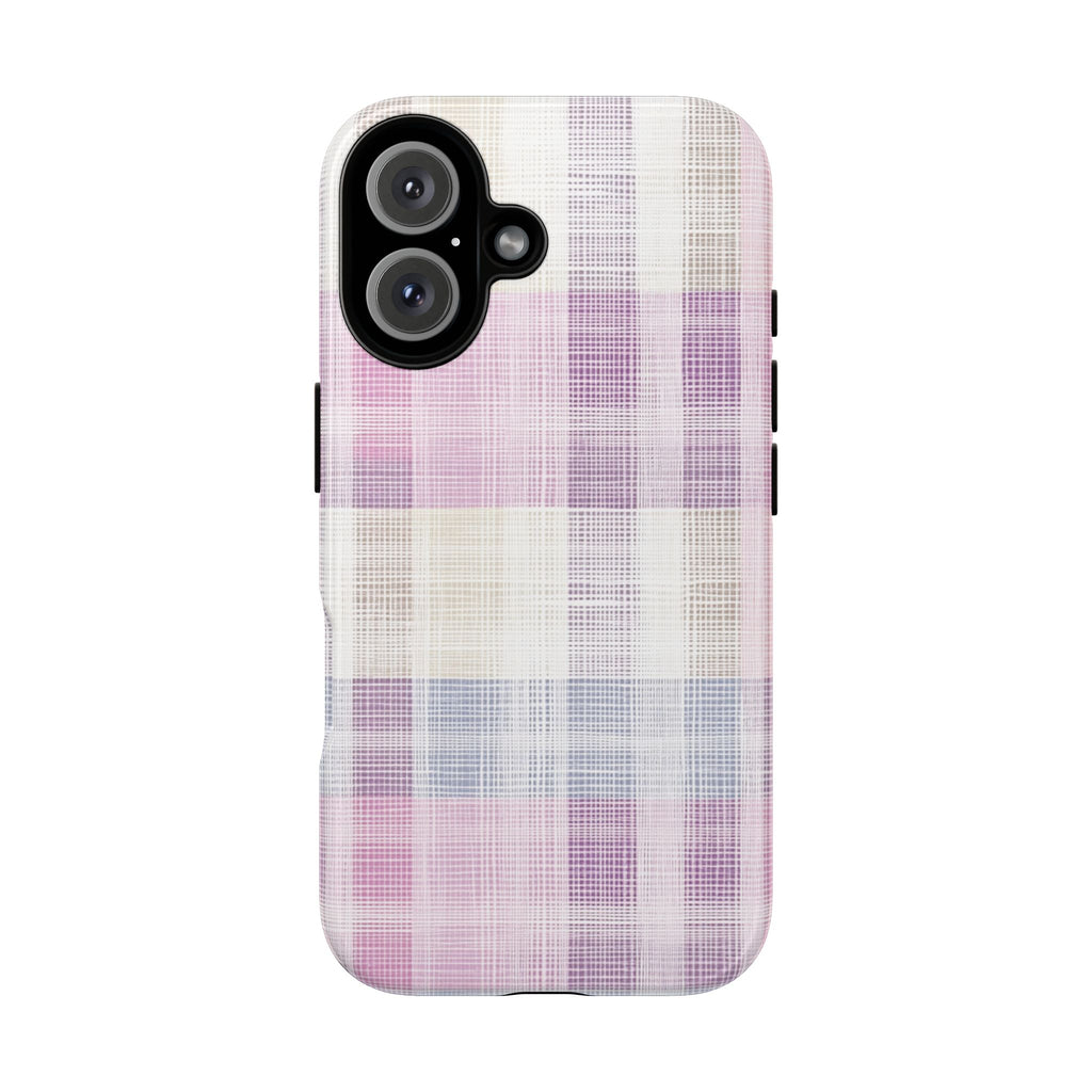 Pink Plaid Phone Case, Trendy Accessories, Birthday, Everyday Use, Tough Cases