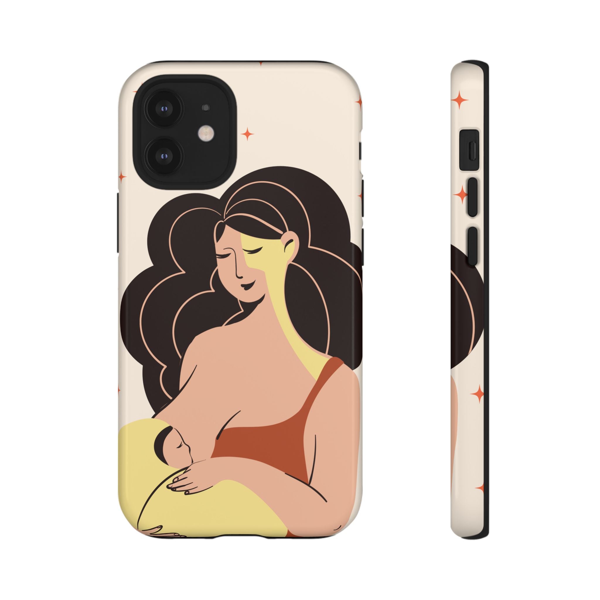 Mother Nursing Baby Illustration, Soft Pastel Mom & Child Protective Cover