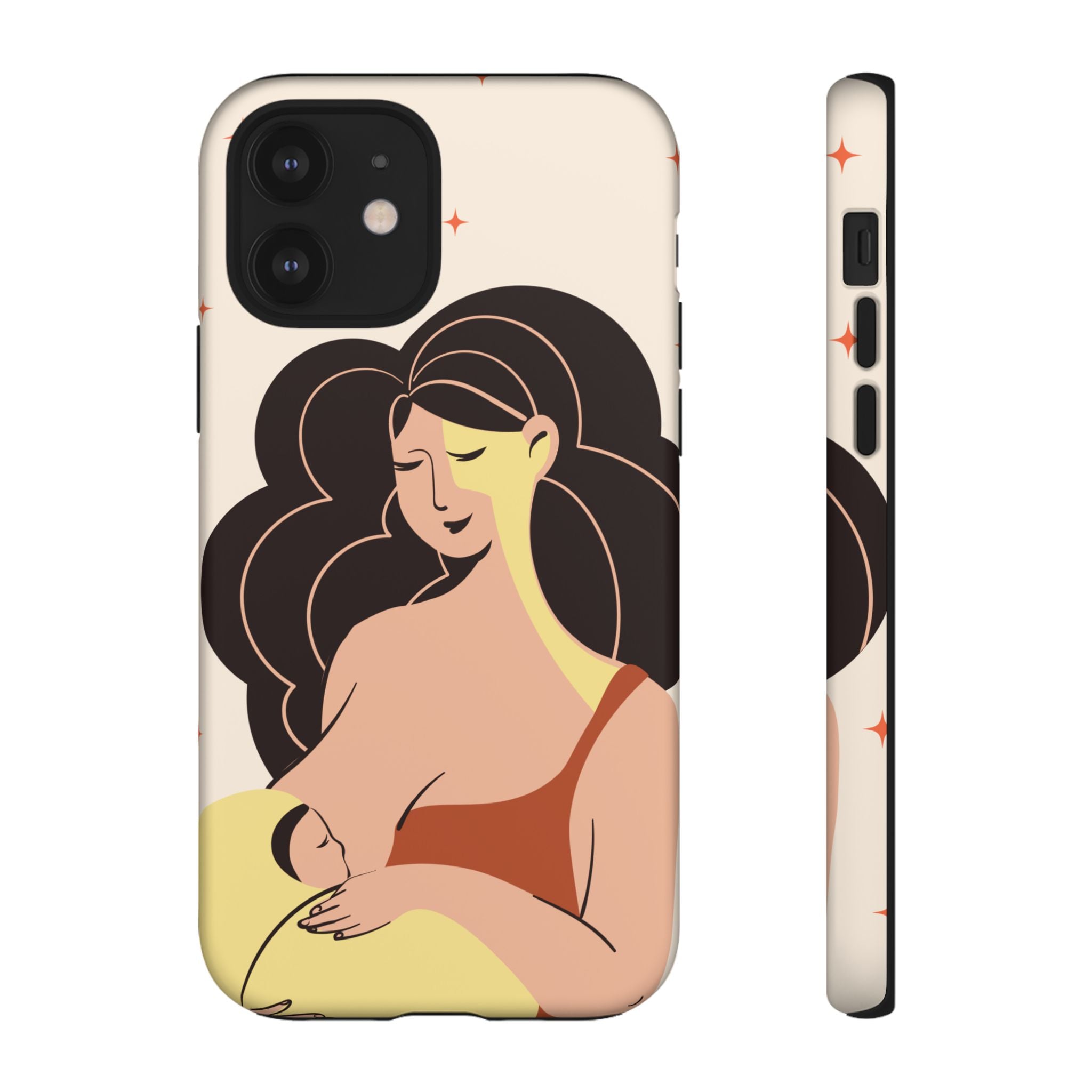 Mother Nursing Baby Illustration, Soft Pastel Mom & Child Protective Cover