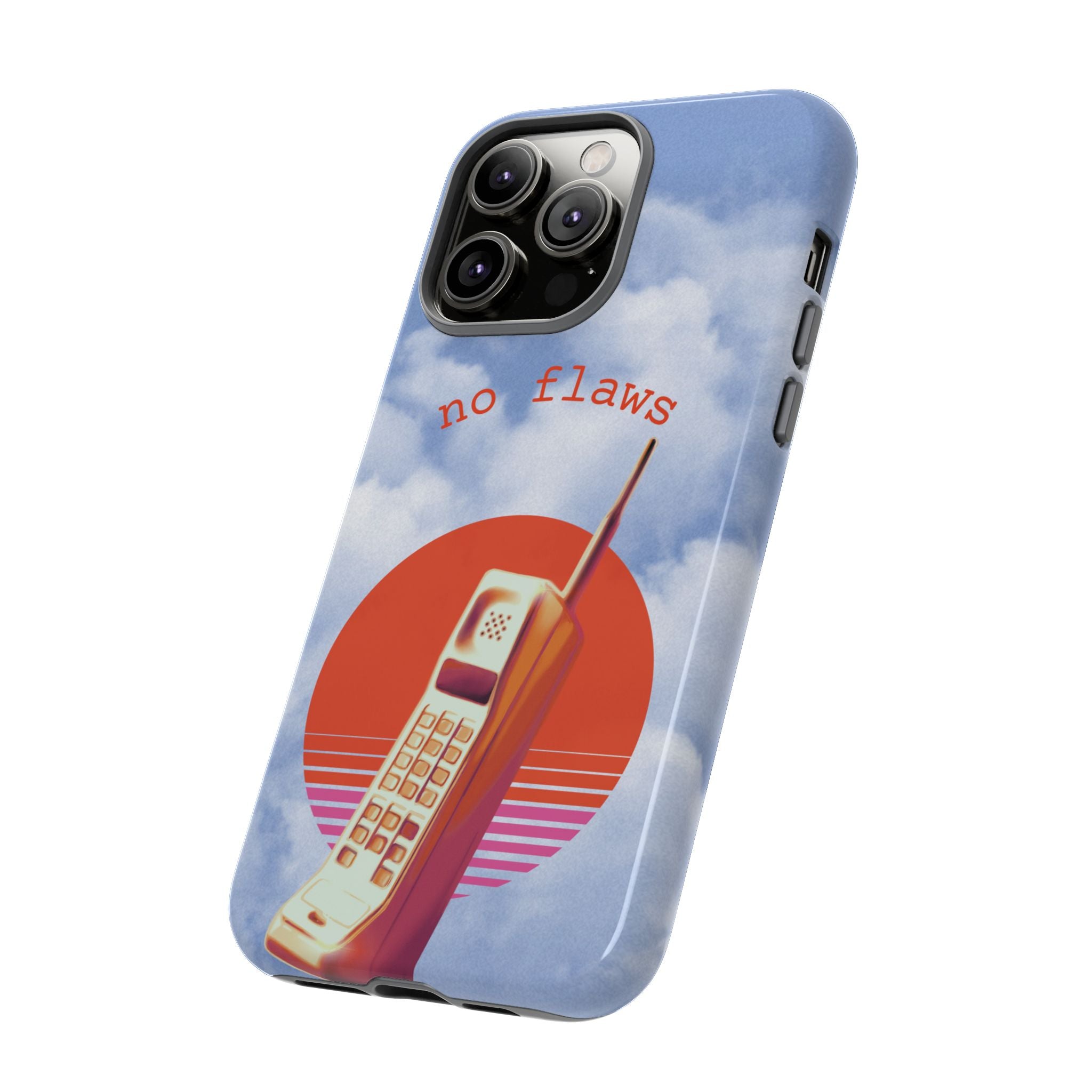 Retro “No Flaws” Phone Tough Case — Vintage 90s Aesthetic Protective Phone Case