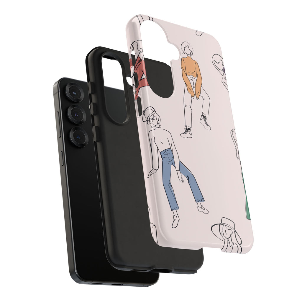 Dancing Women Pattern Phone Case — Chic Pastel Protective Phone Cover