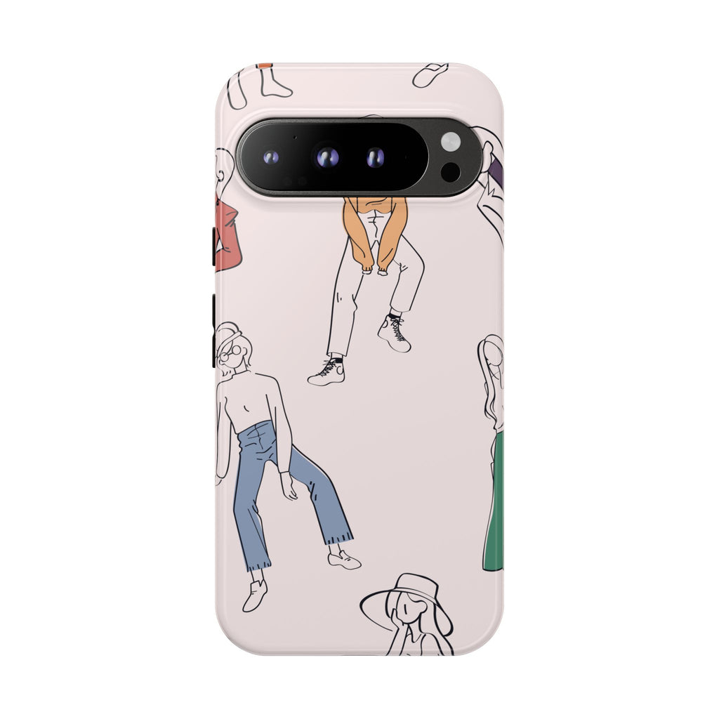 Dancing Women Pattern Phone Case — Chic Pastel Protective Phone Cover