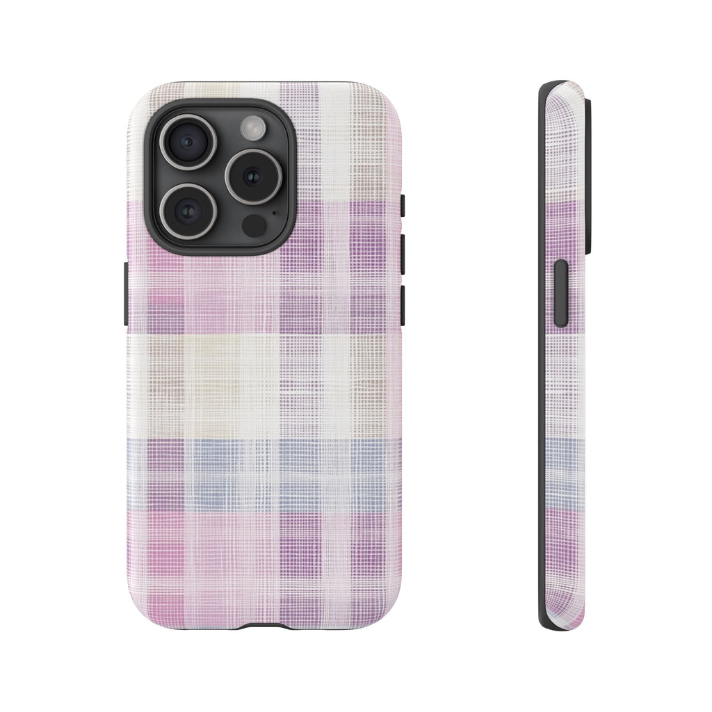 Pink Plaid Phone Case, Trendy Accessories, Birthday, Everyday Use, Tough Cases
