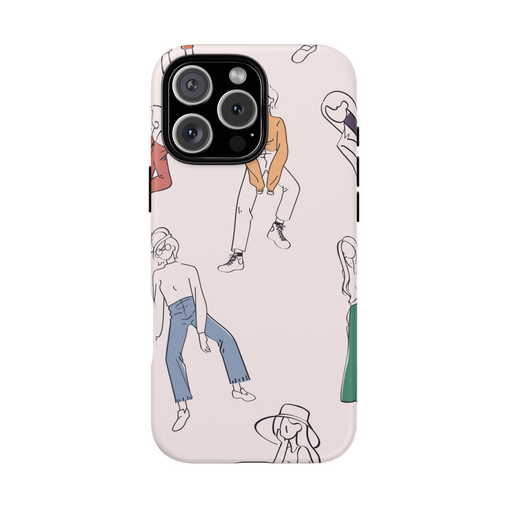 Dancing Women Pattern Phone Case — Chic Pastel Protective Phone Cover