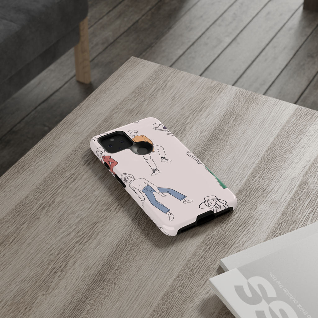 Dancing Women Pattern Phone Case — Chic Pastel Protective Phone Cover